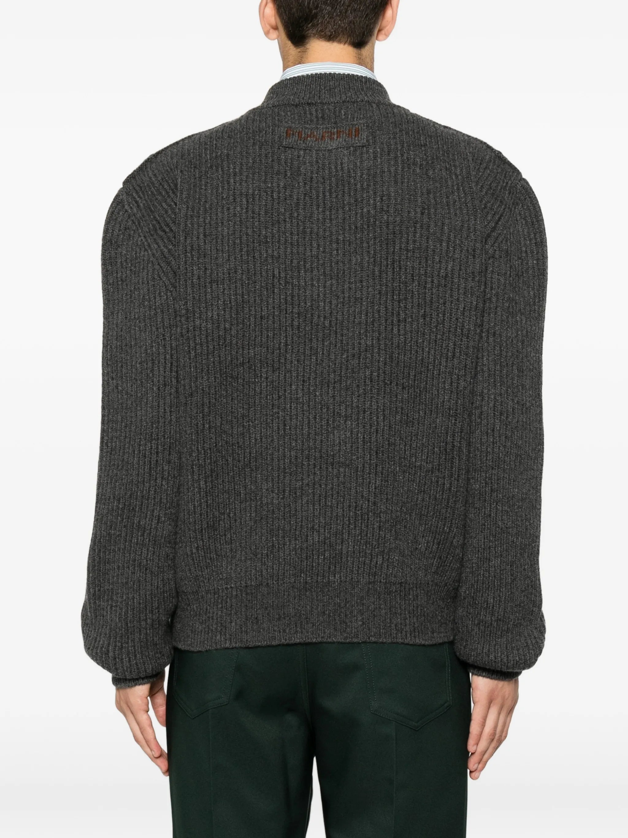 logo-patch V-neck sweater