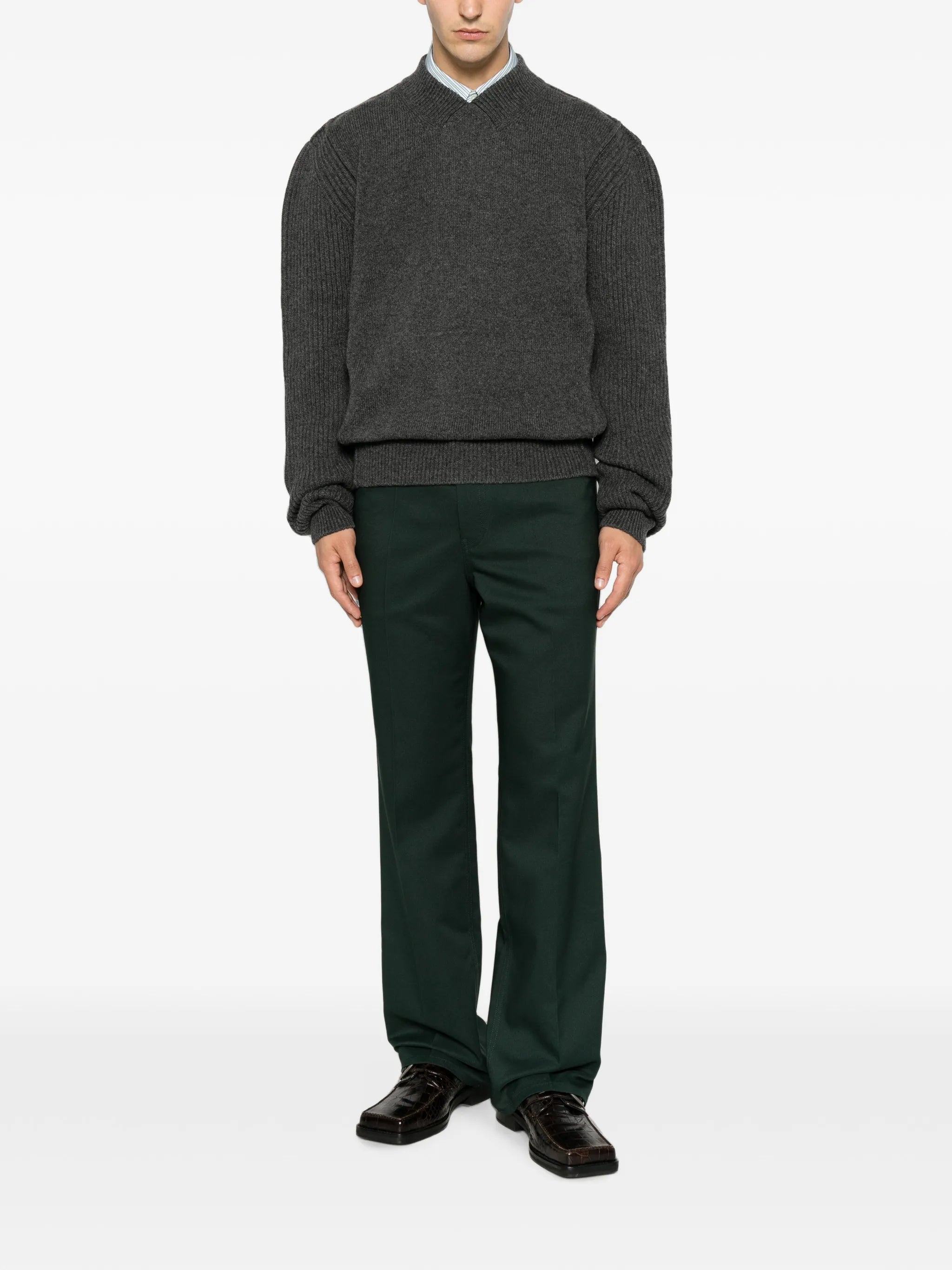 logo-patch V-neck sweater