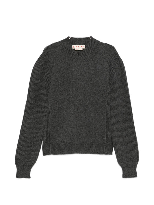 logo-patch V-neck sweater