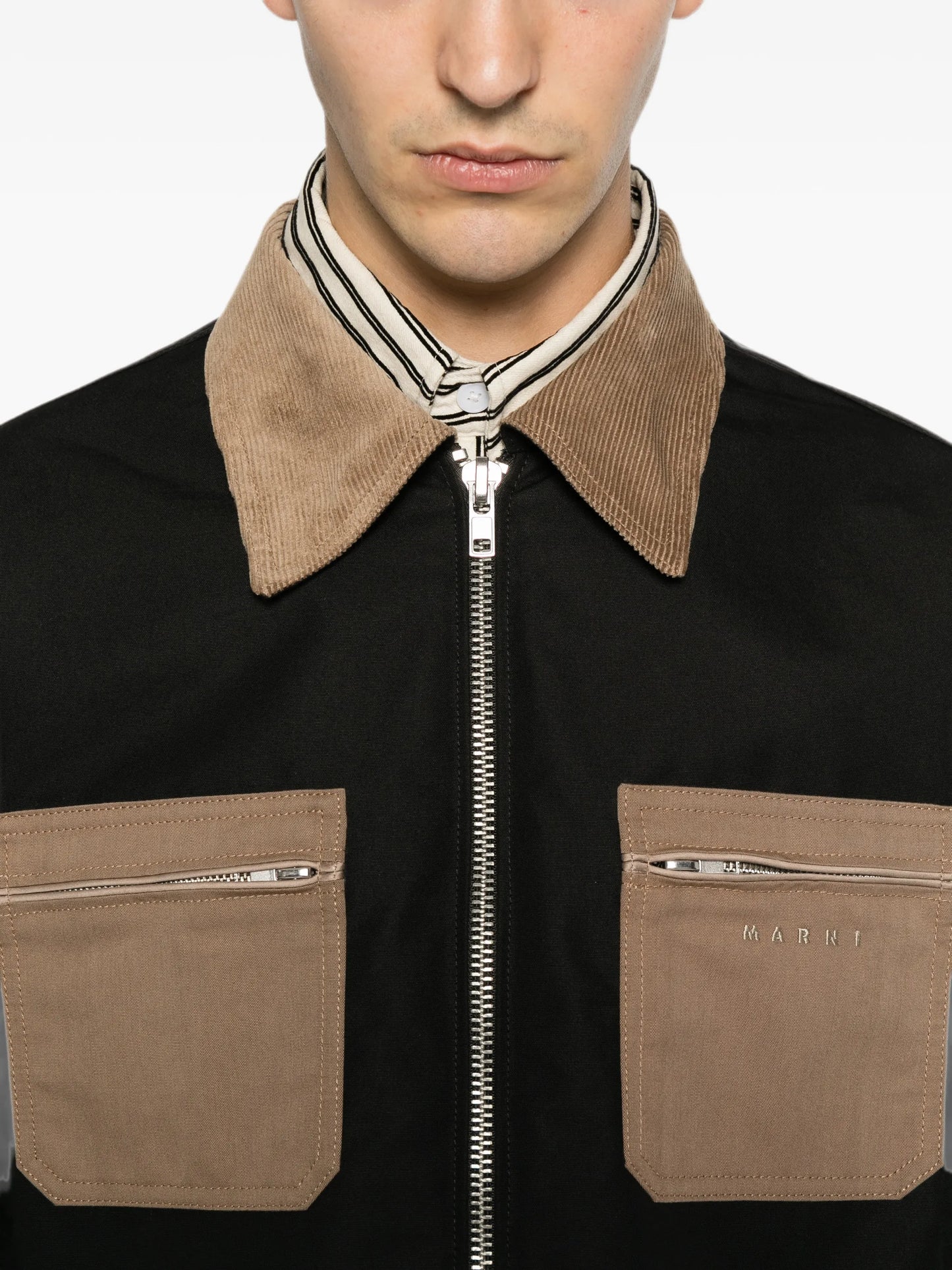 contrast-collar patch-pocket jacket