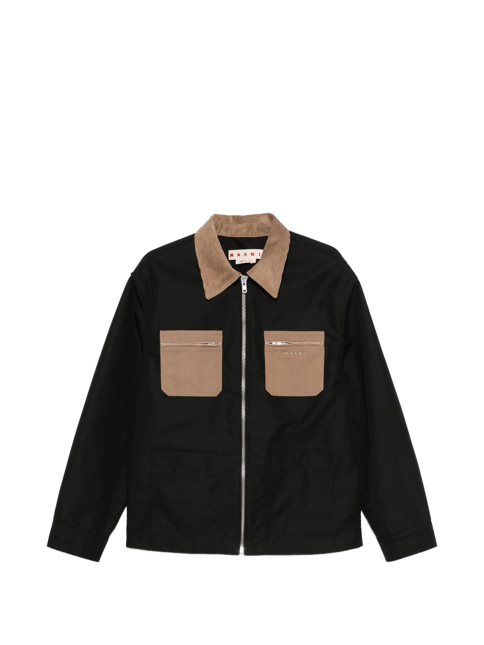 contrast-collar patch-pocket jacket