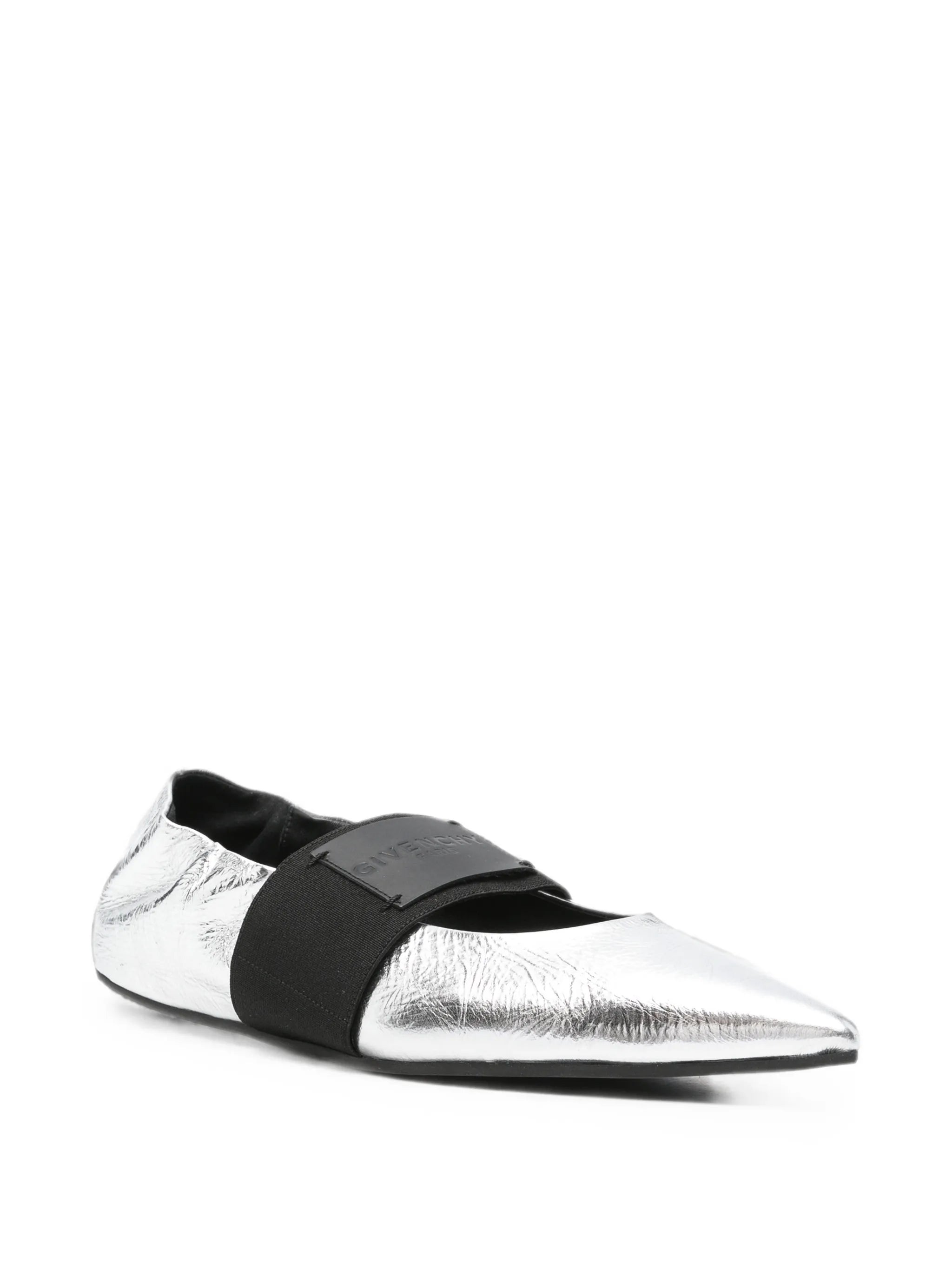 Crush logo-patch ballet flats
