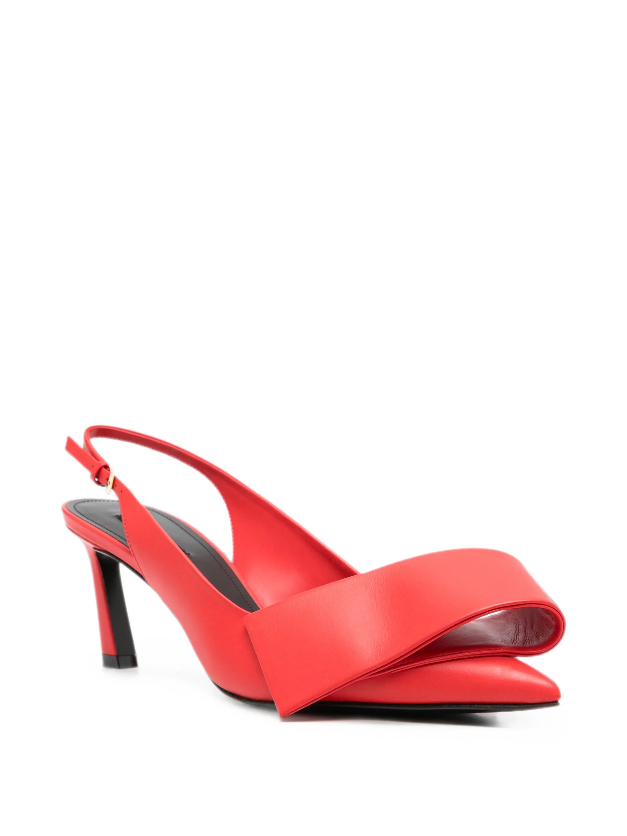 twisted-ribbon slingback pumps