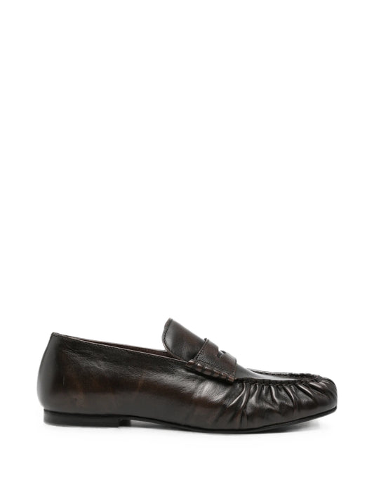 Aven ruched-detailing leather loafers