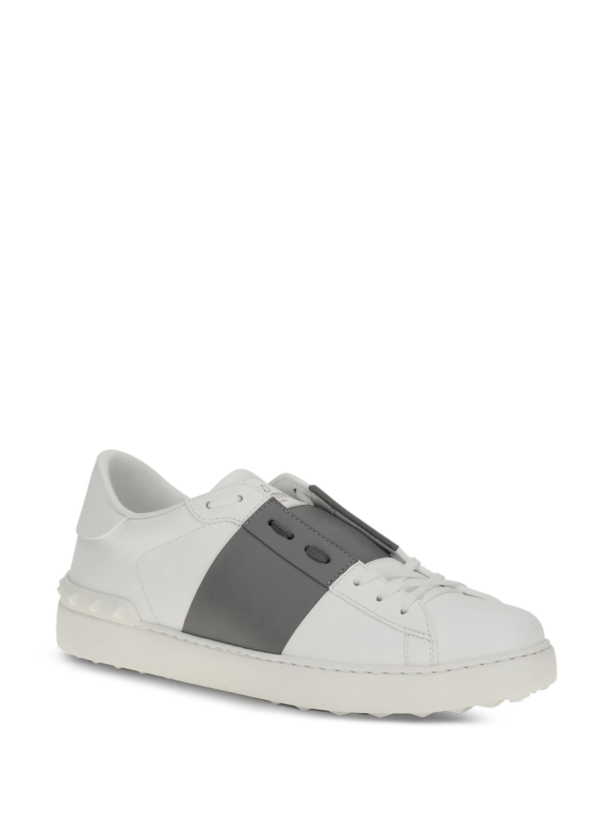 Open studded leather sneakers