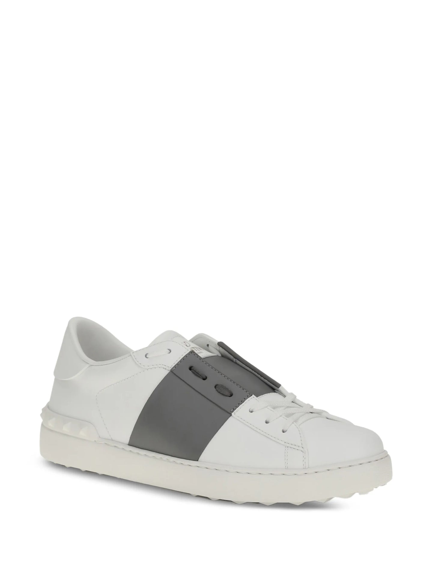 Open studded leather sneakers