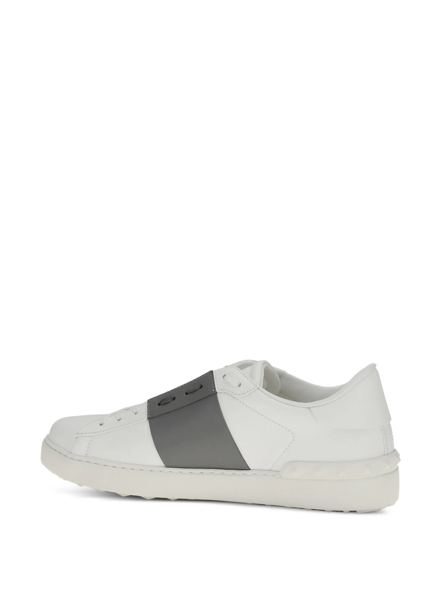 Open studded leather sneakers