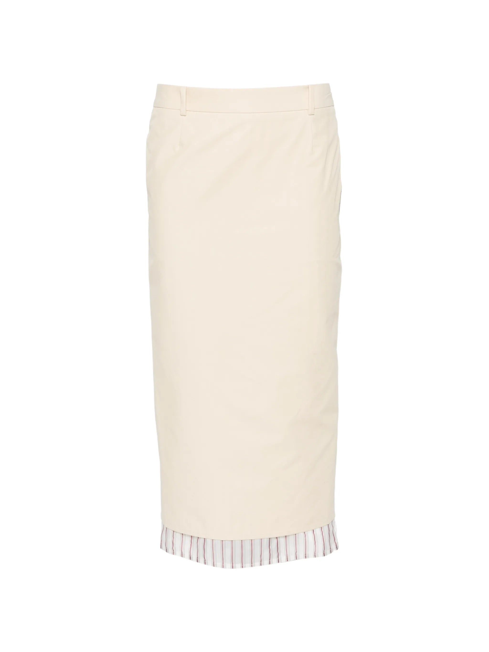 striped-hem midi skirt