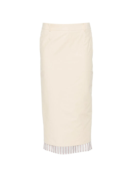 striped-hem midi skirt