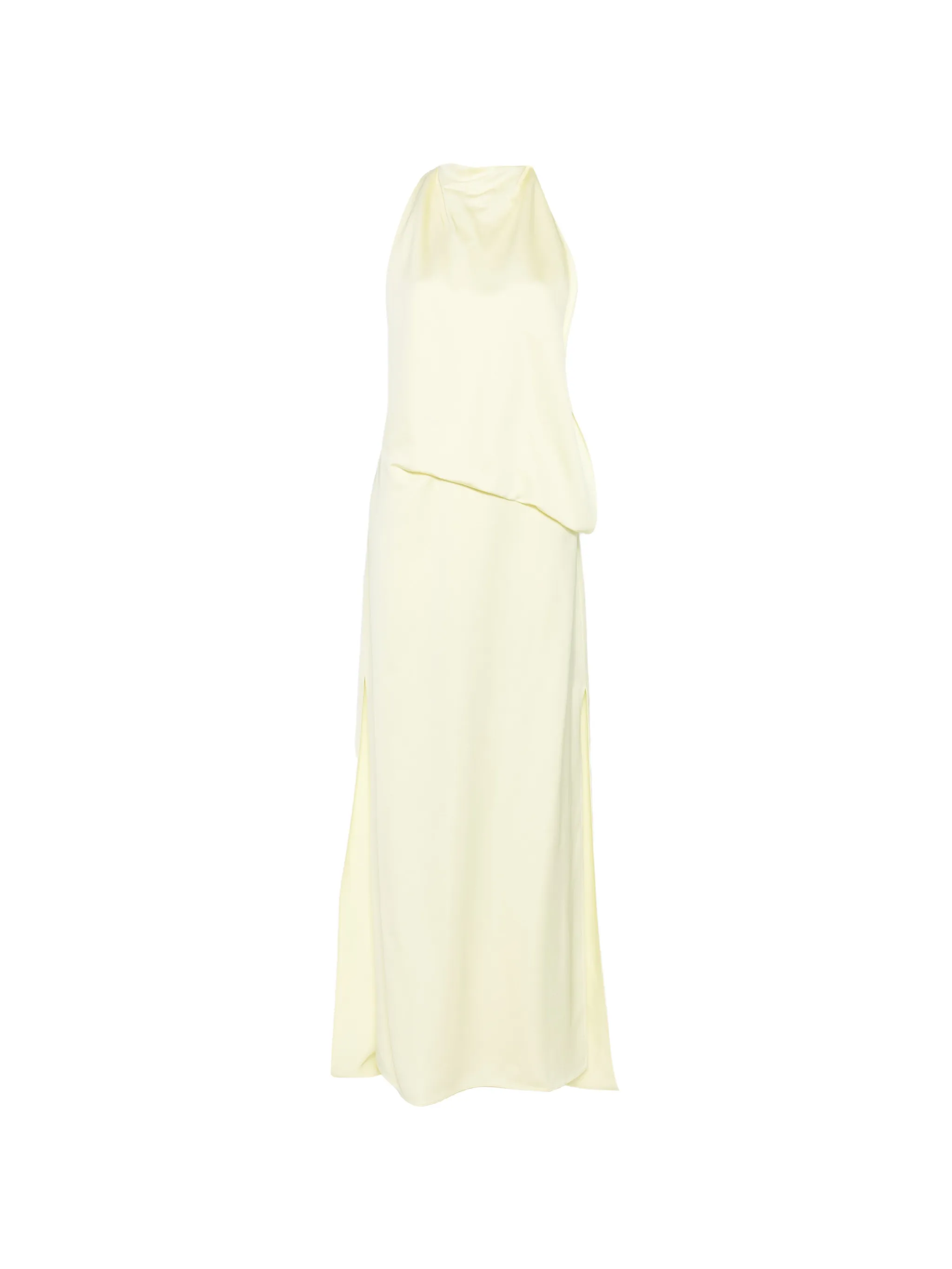 viscose satin draped dress - light yellow