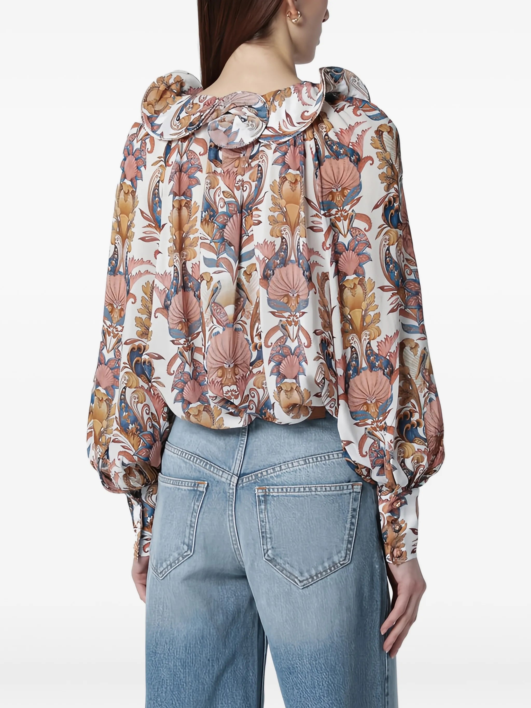 ruffled floral blouse
