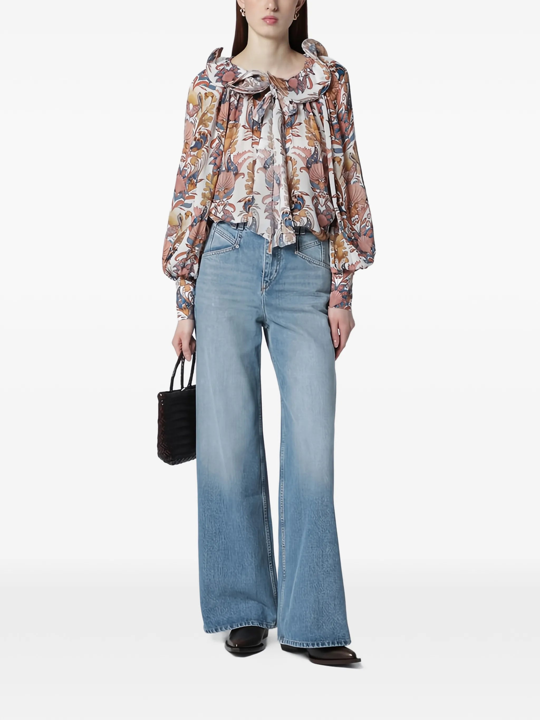 ruffled floral blouse