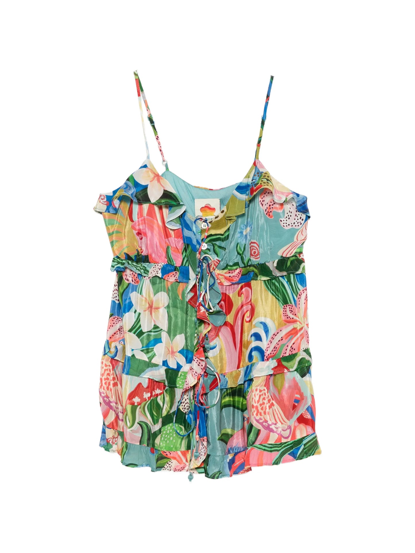 ruffled floral-print top