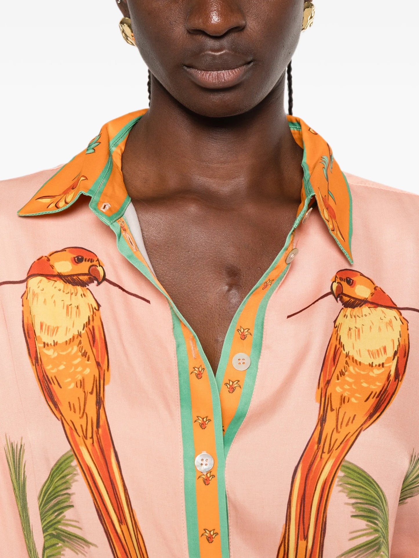 birds-print long-sleeve shirt
