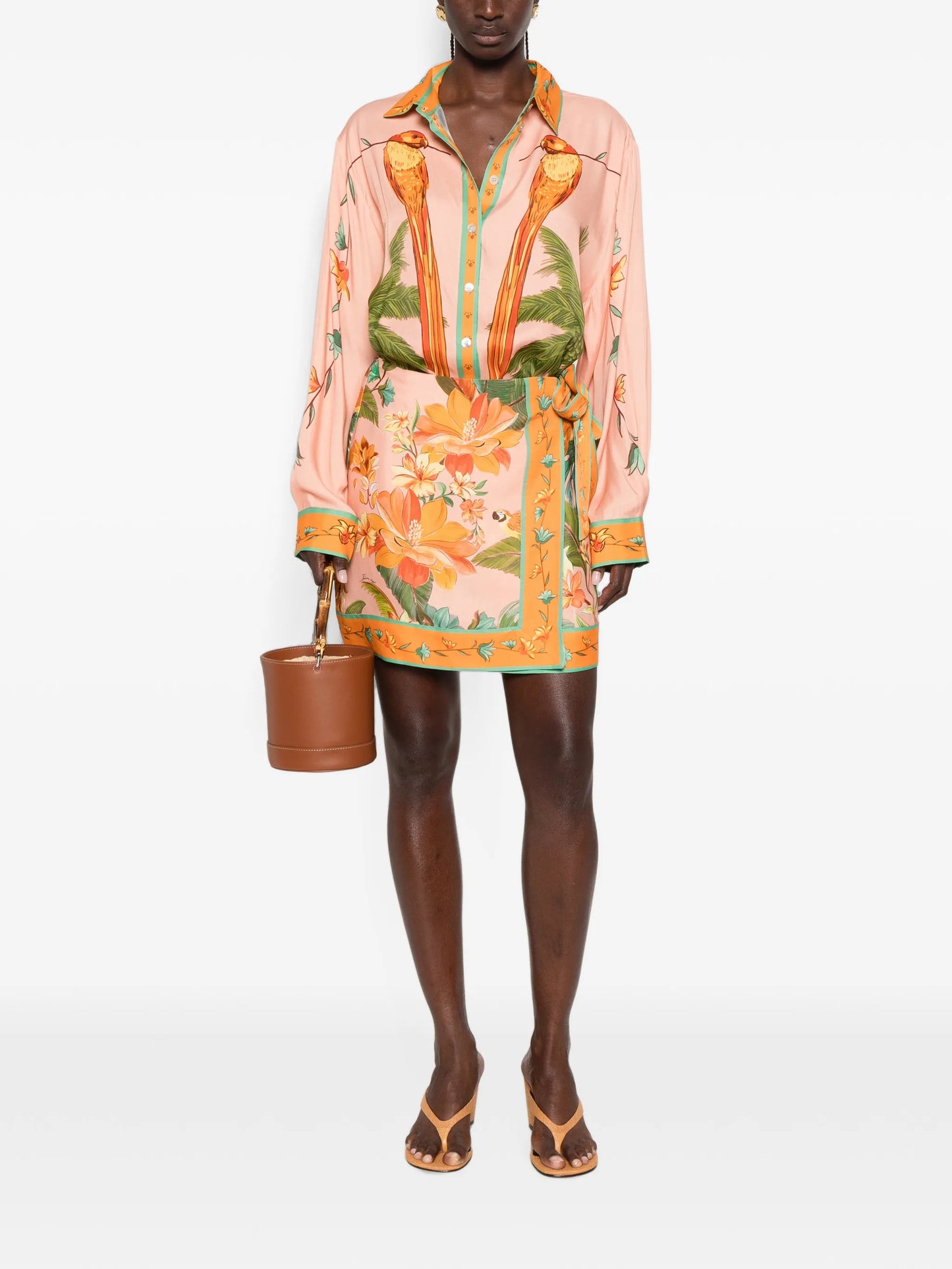 birds-print long-sleeve shirt