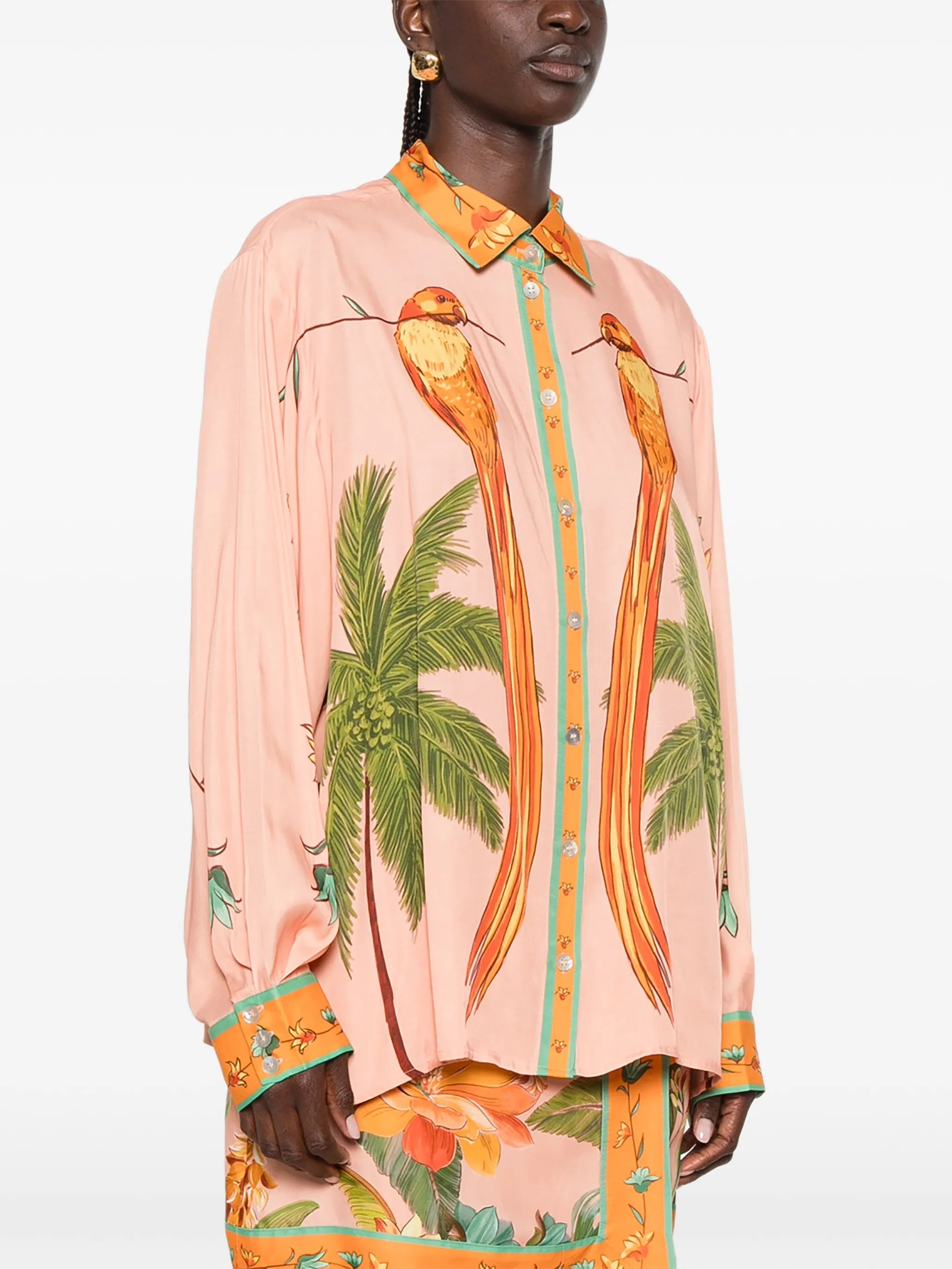 birds-print long-sleeve shirt