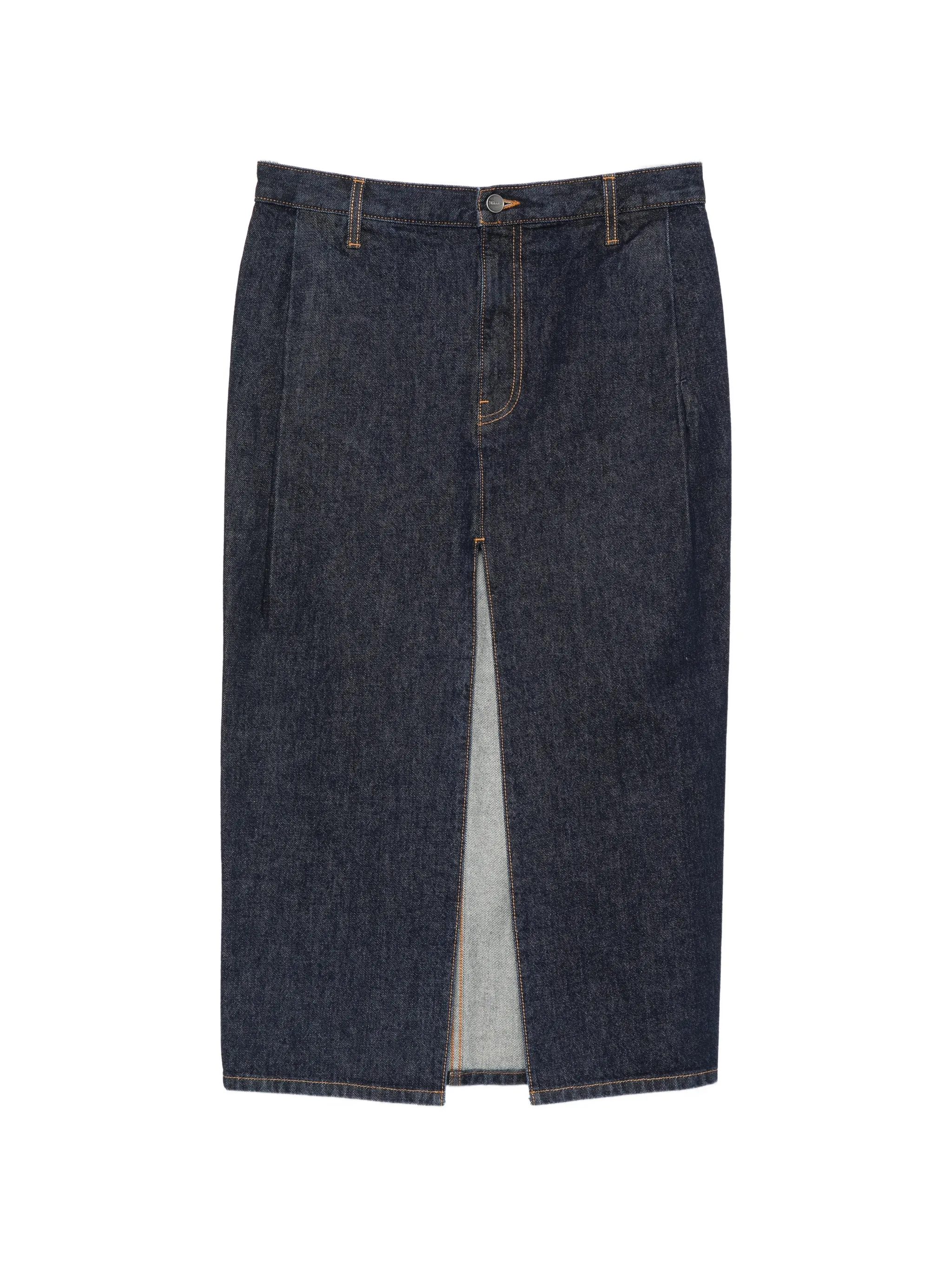 Anden front-slit denim skirt