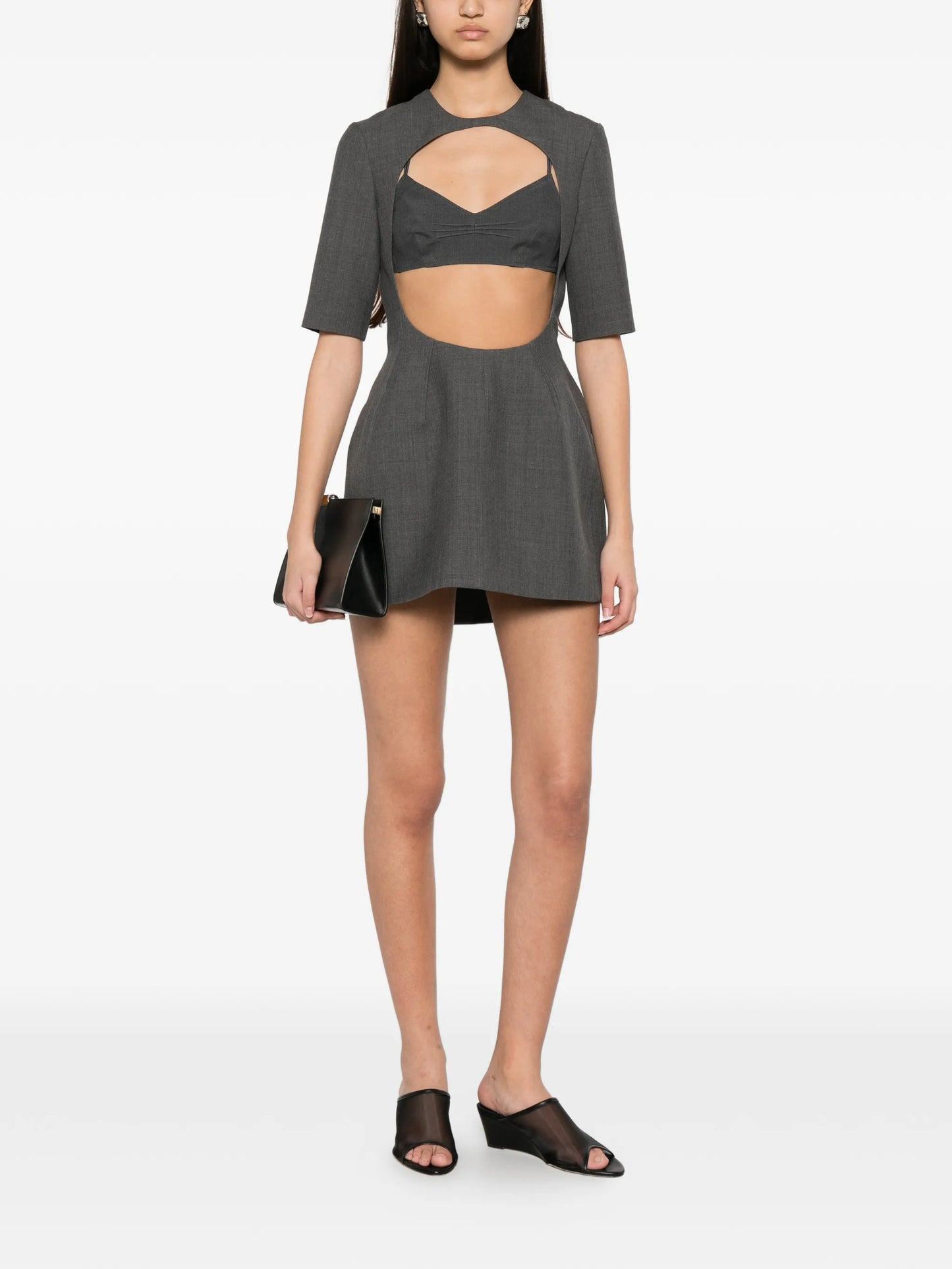 twill cut-out mini dress