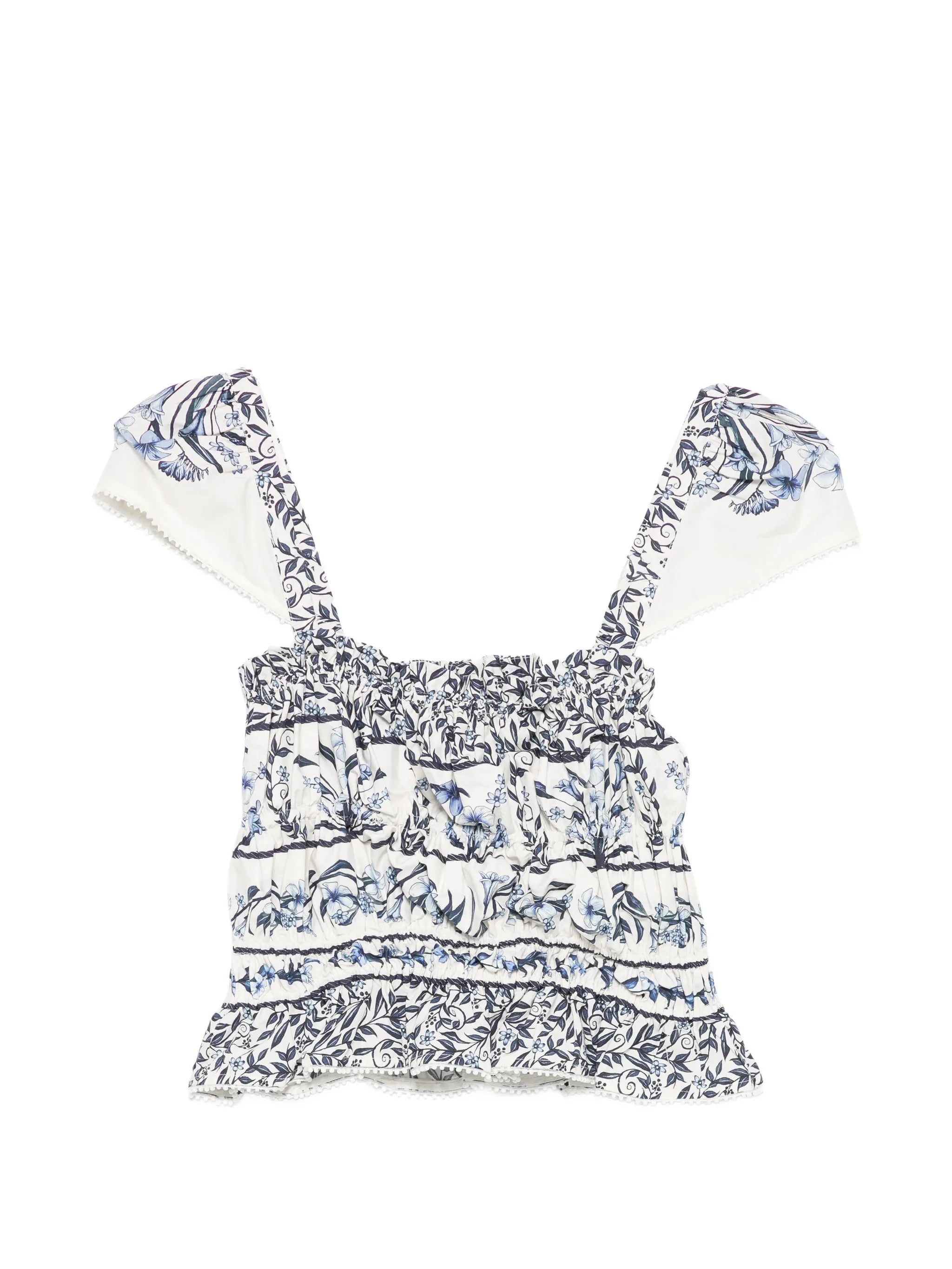 floral-print gathered blouse