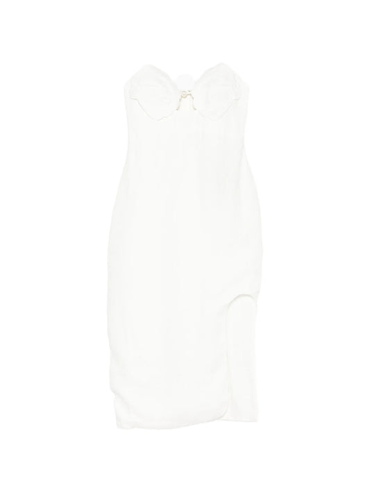 shell-appliqué pearl-detail dress