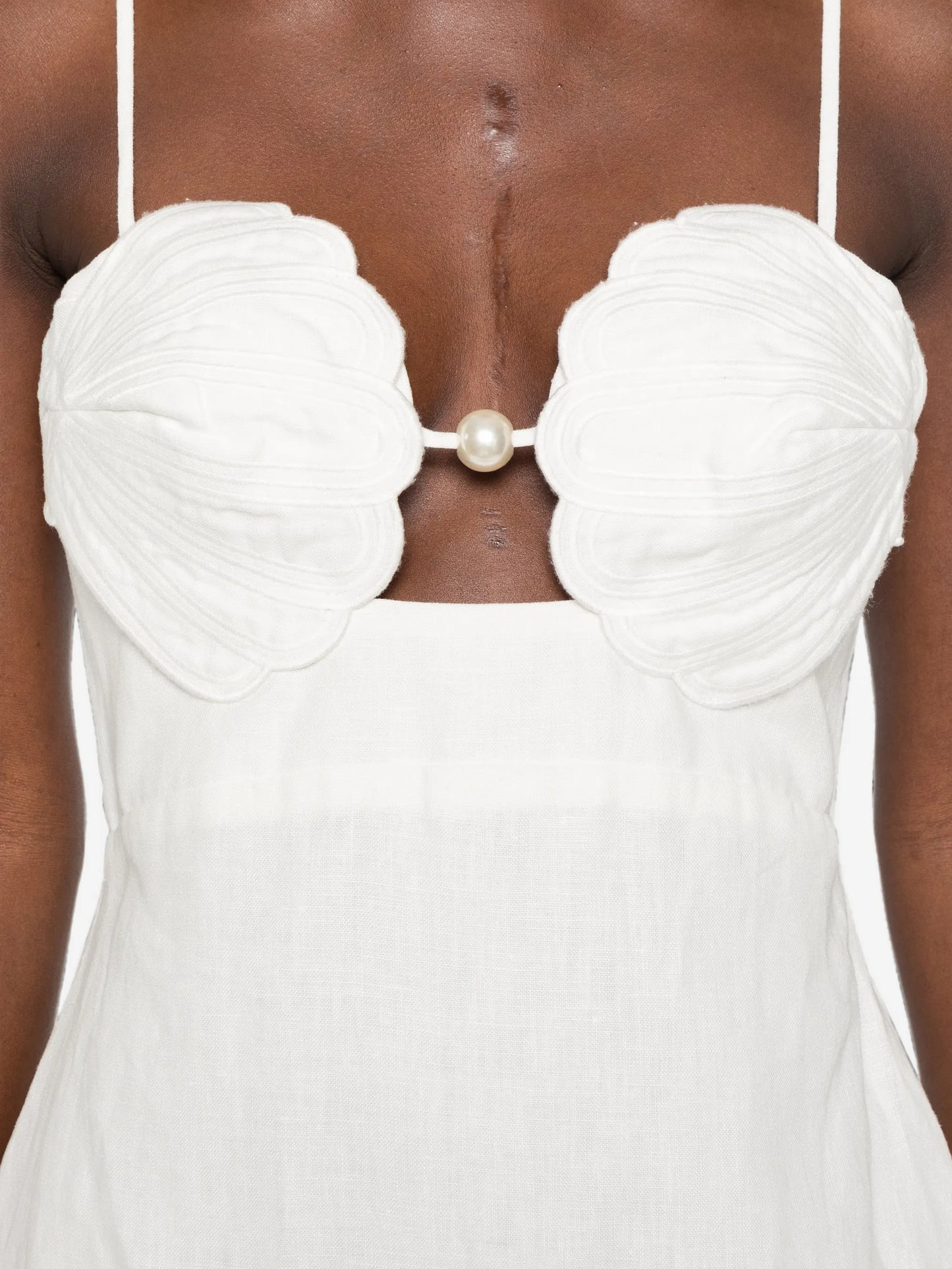 shell-appliqué pearl-detail dress