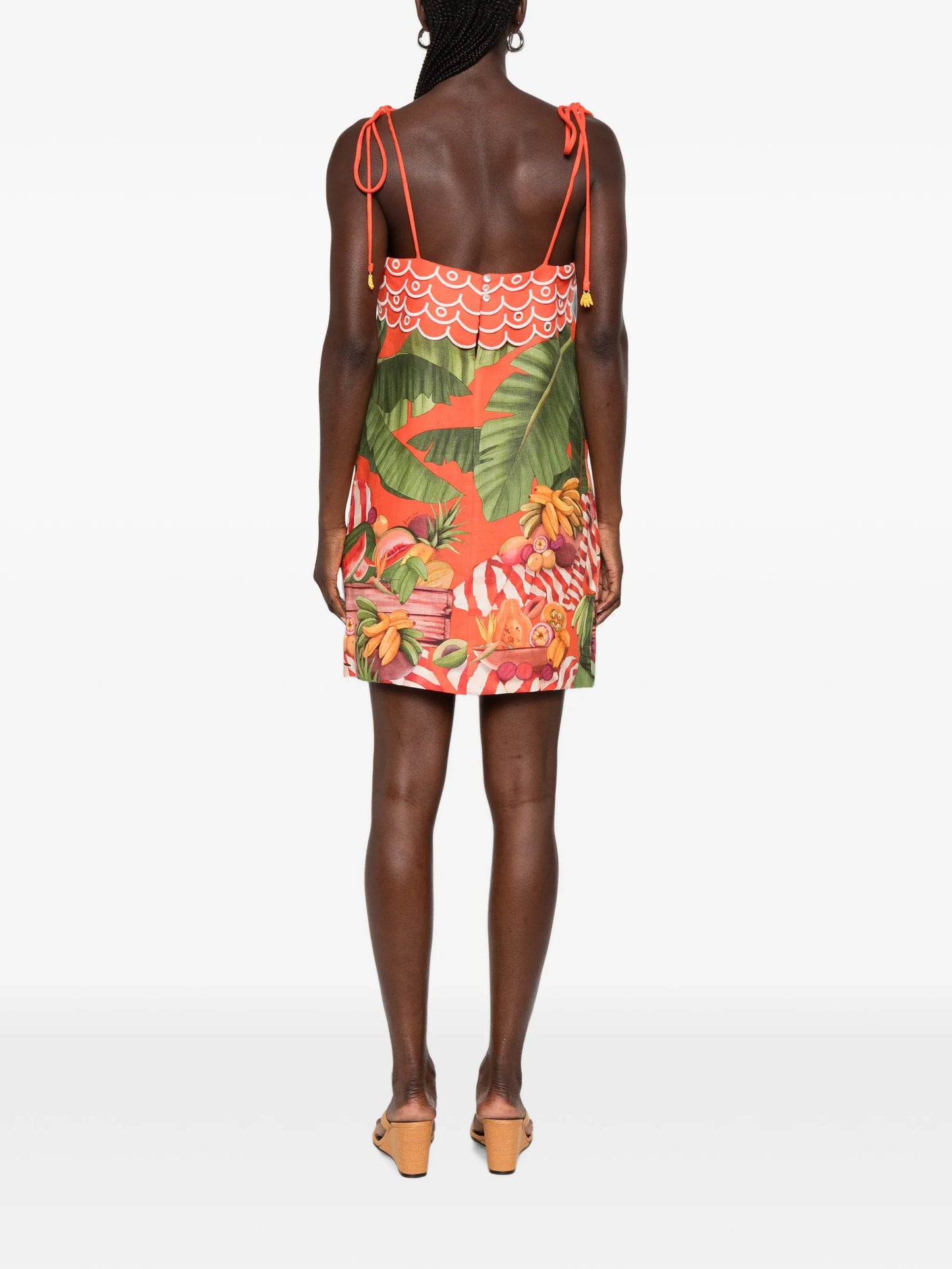 fruit-print scalloped-trim mini dress