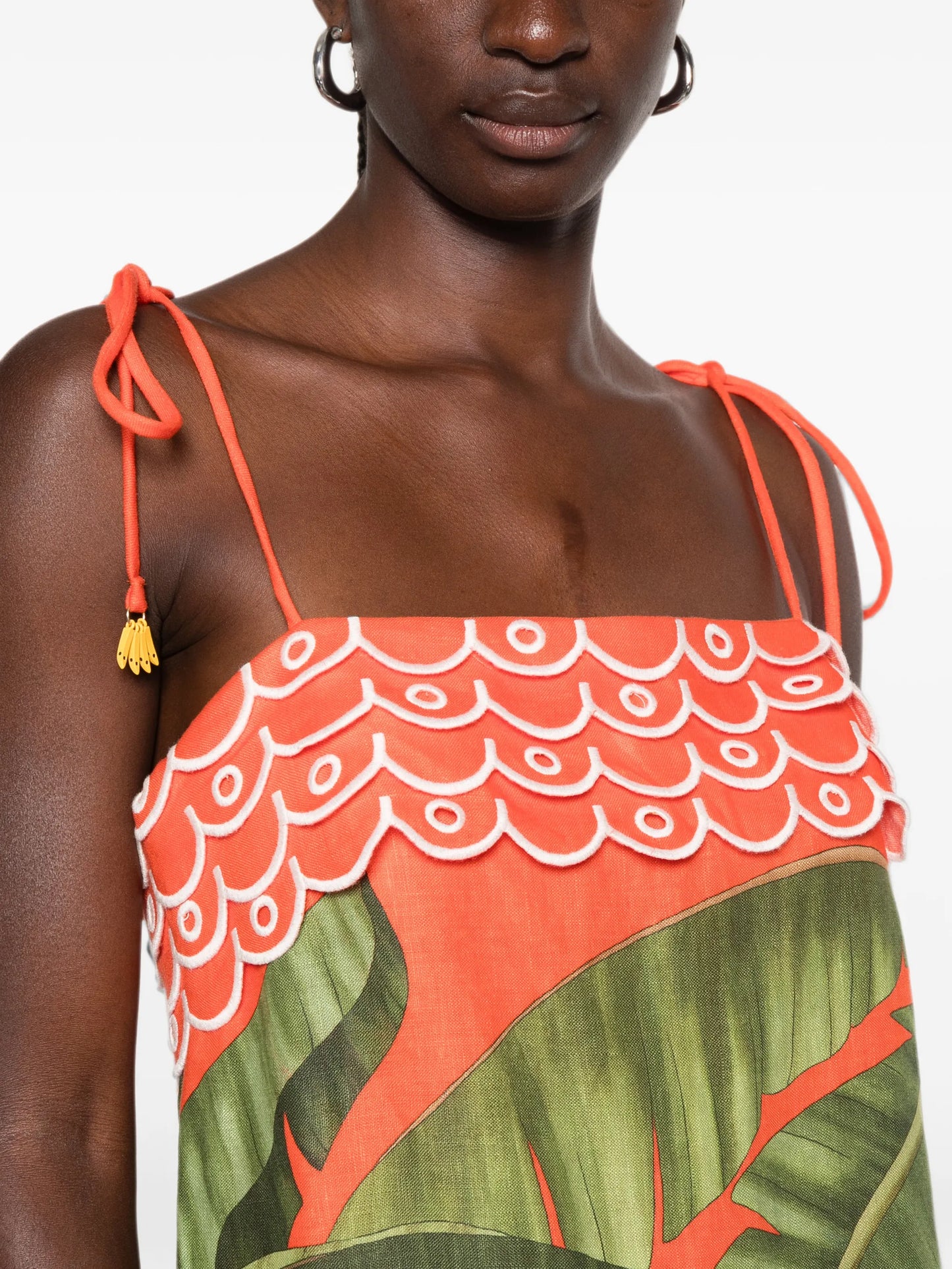 fruit-print scalloped-trim mini dress