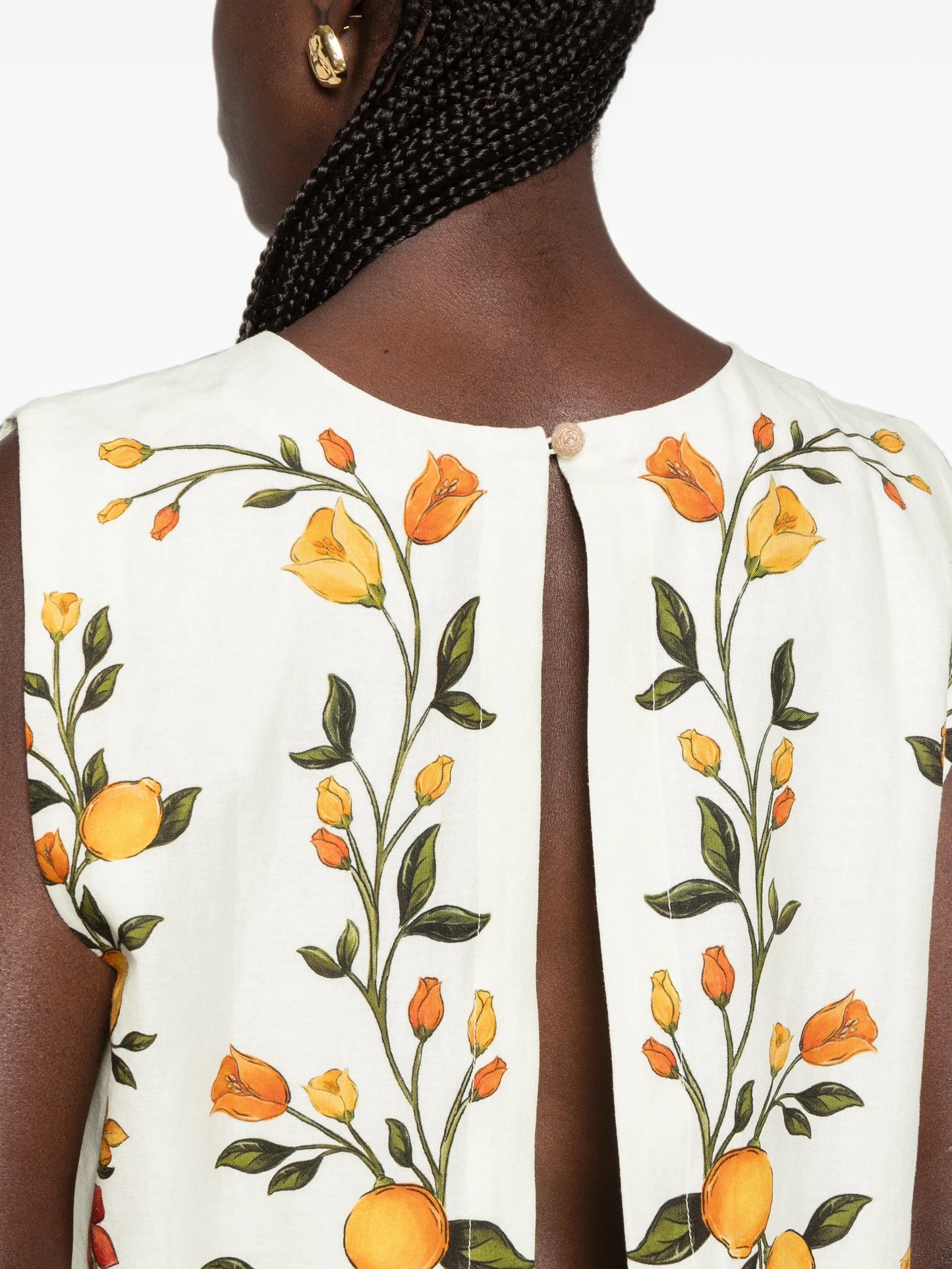 printed scalloped-hem blouse