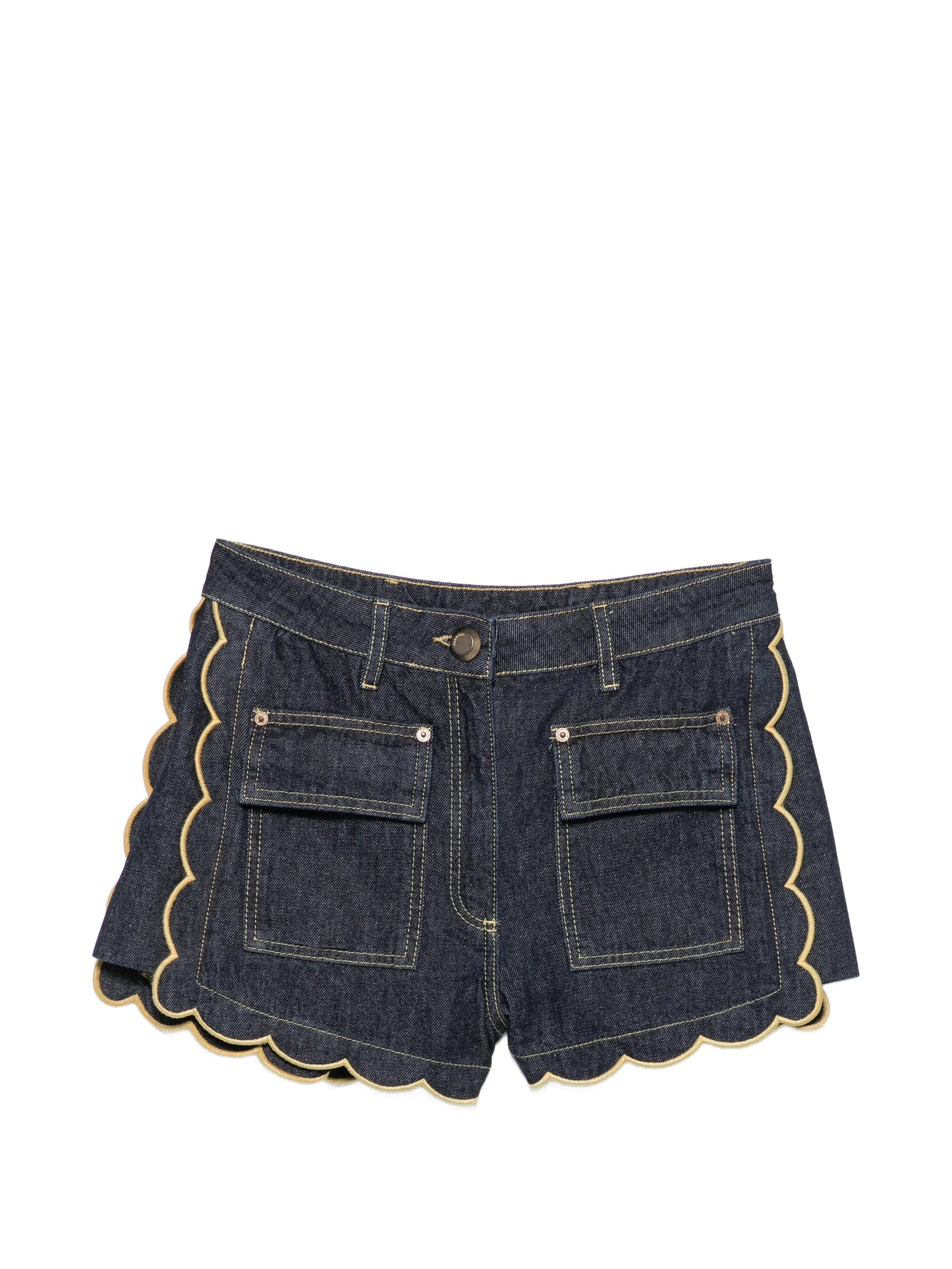 scalloped-edge pleated shorts