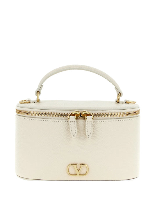 VLogo grain-leather mini vanity bag