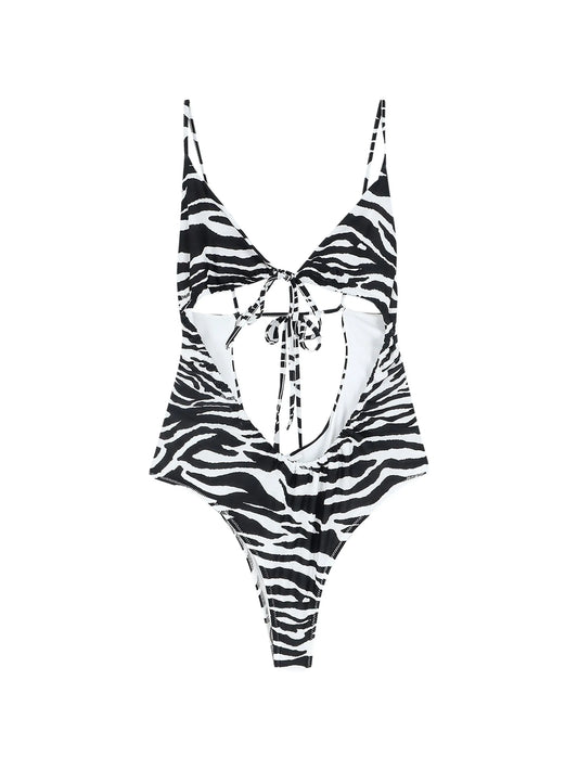 zebra-print swimsuit
