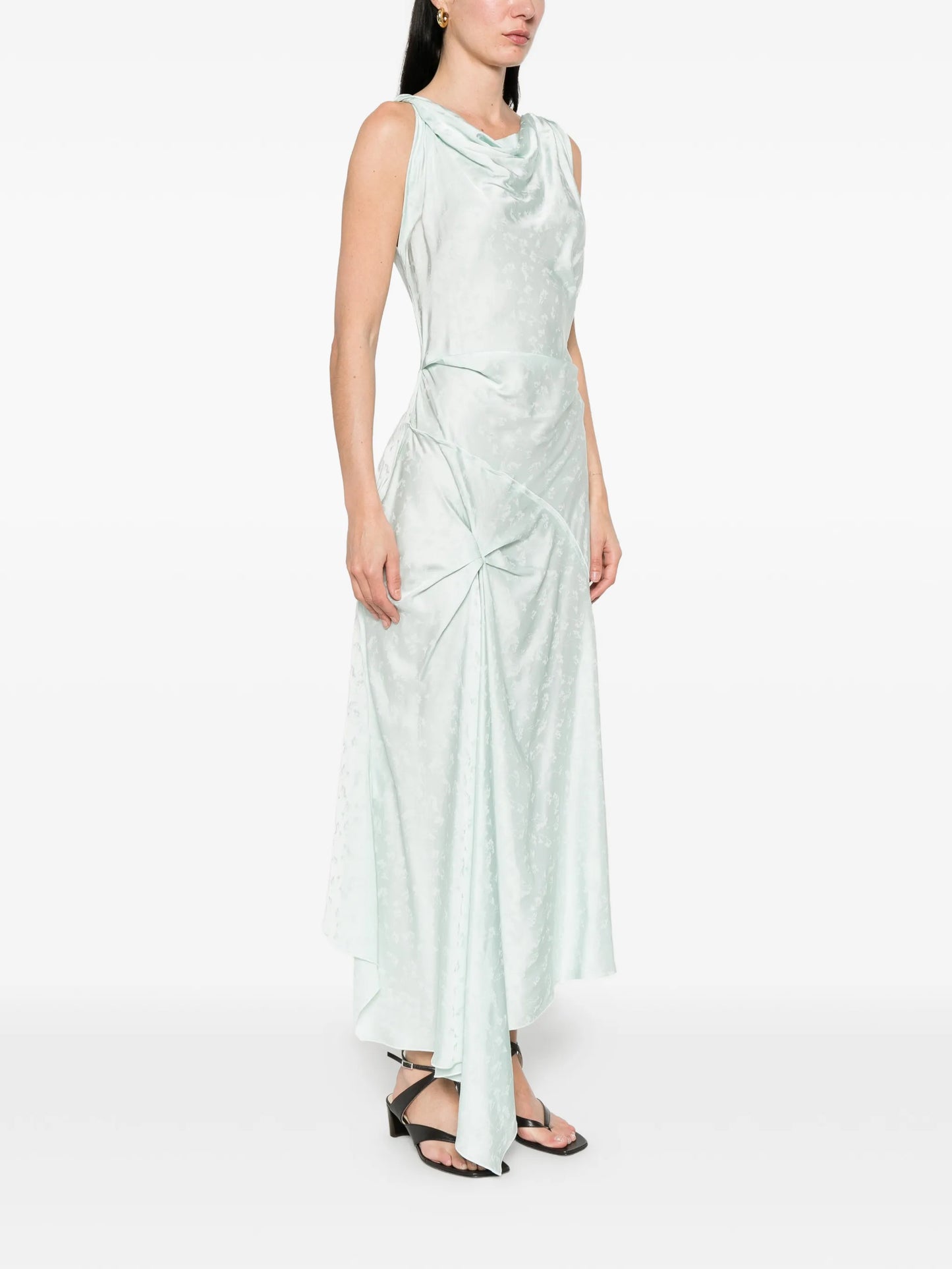 cowl-neck drape-detail midi dress
