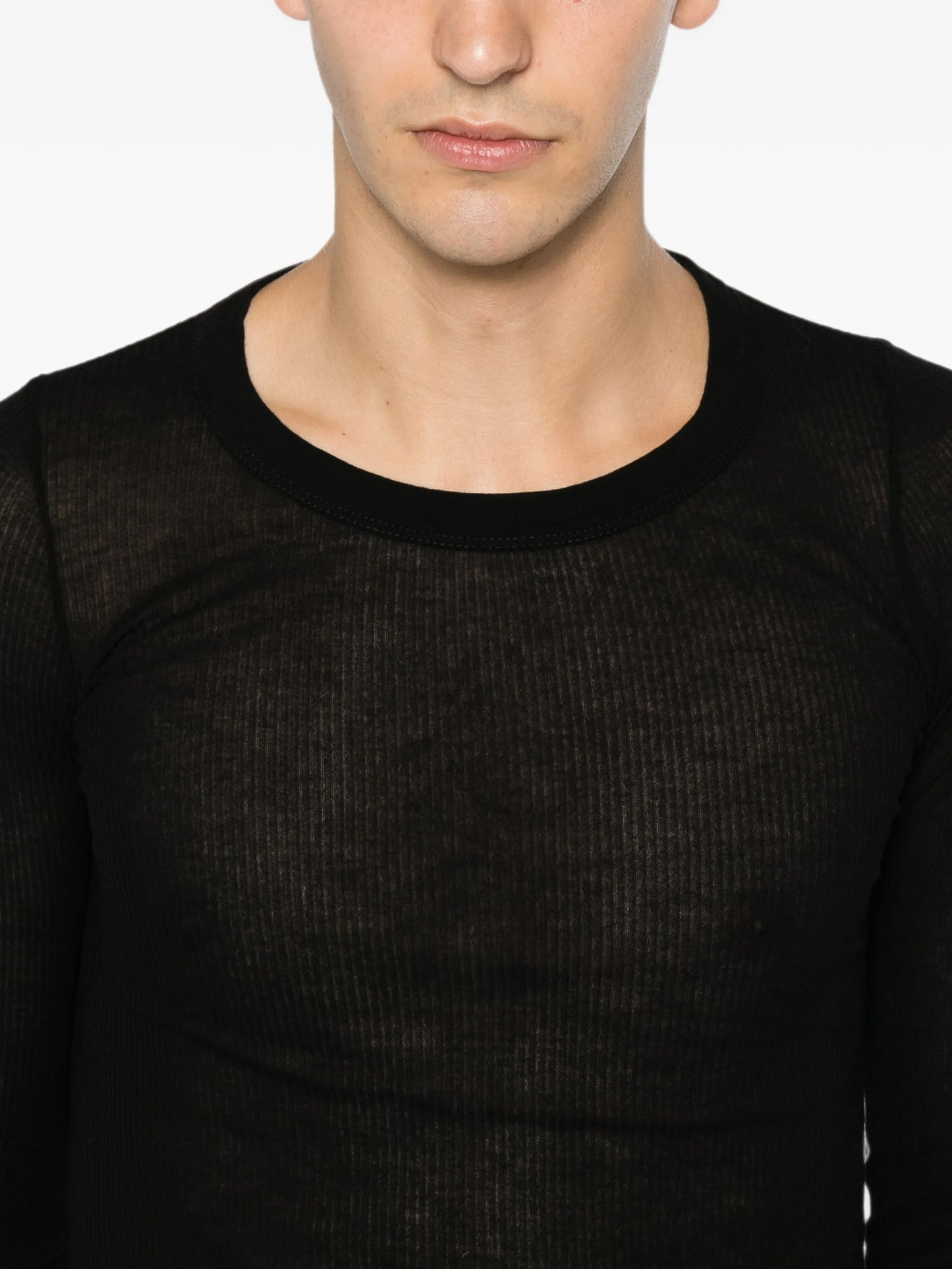 ribbed-texture long-sleeved T-shirt