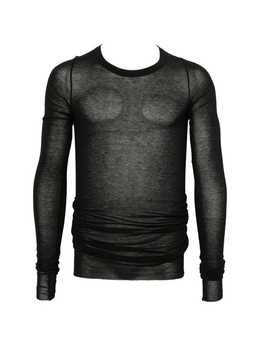 ribbed-texture long-sleeved T-shirt