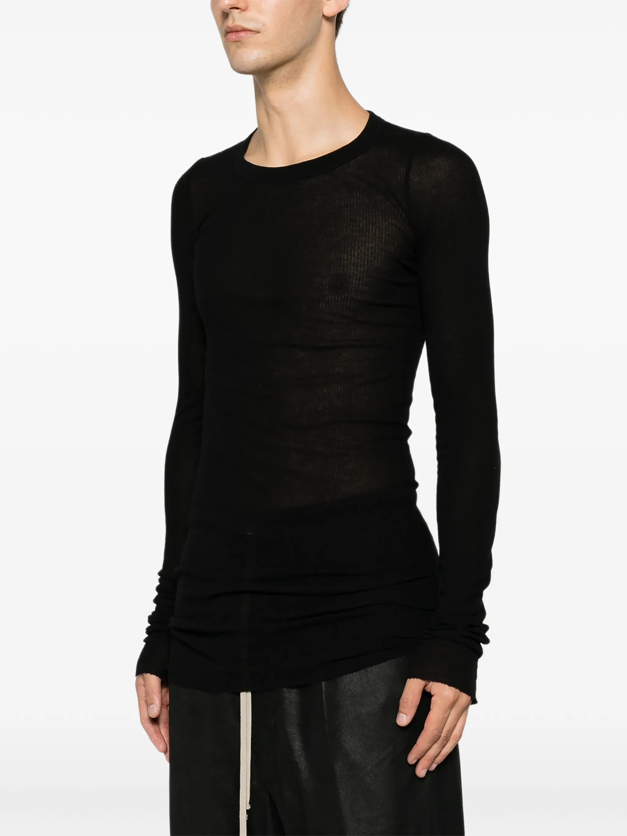 ribbed-texture long-sleeved T-shirt