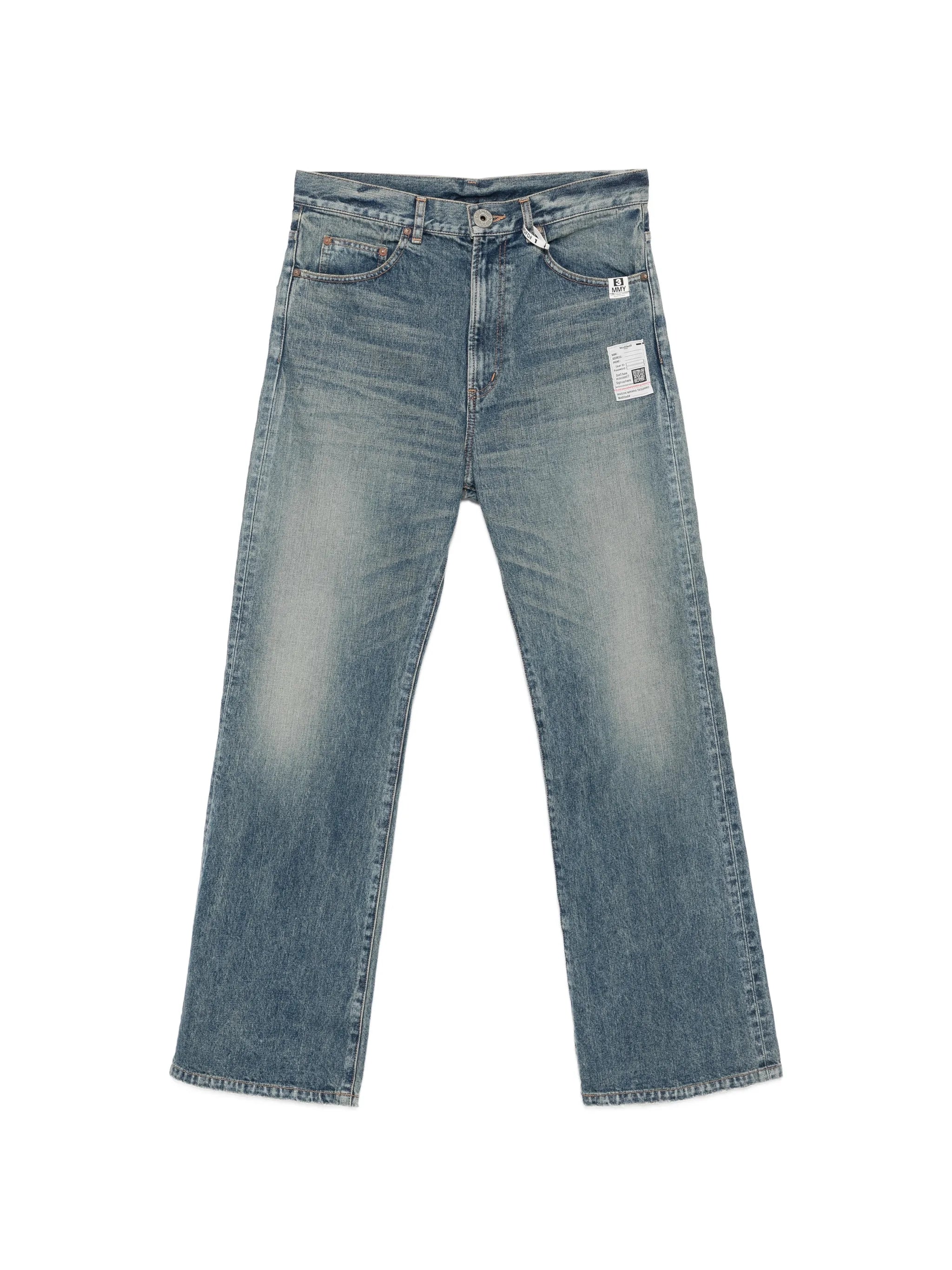 faded patchwork jeans