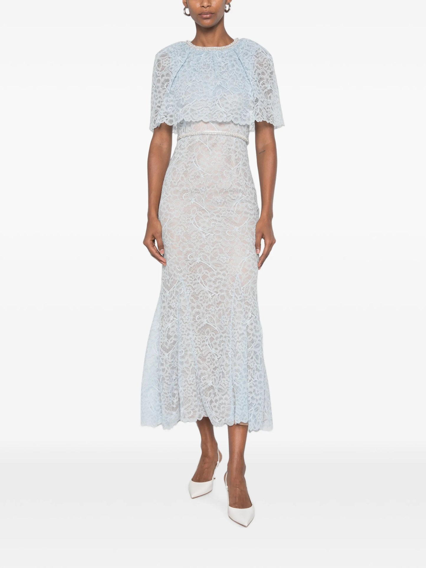 lace-detail embellished midi dress