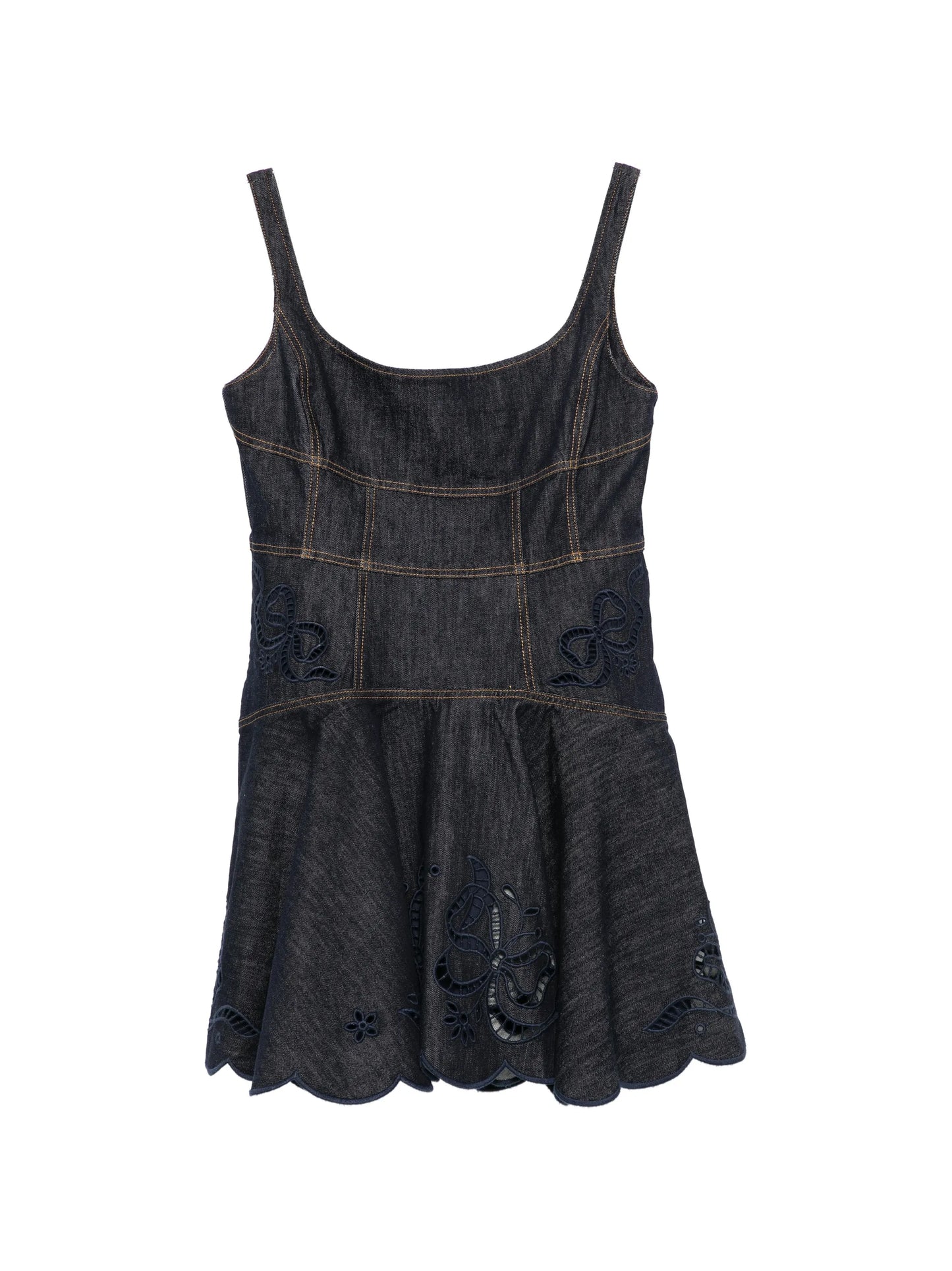 bow-embroidered mini dress