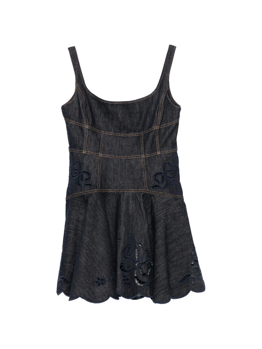 bow-embroidered mini dress