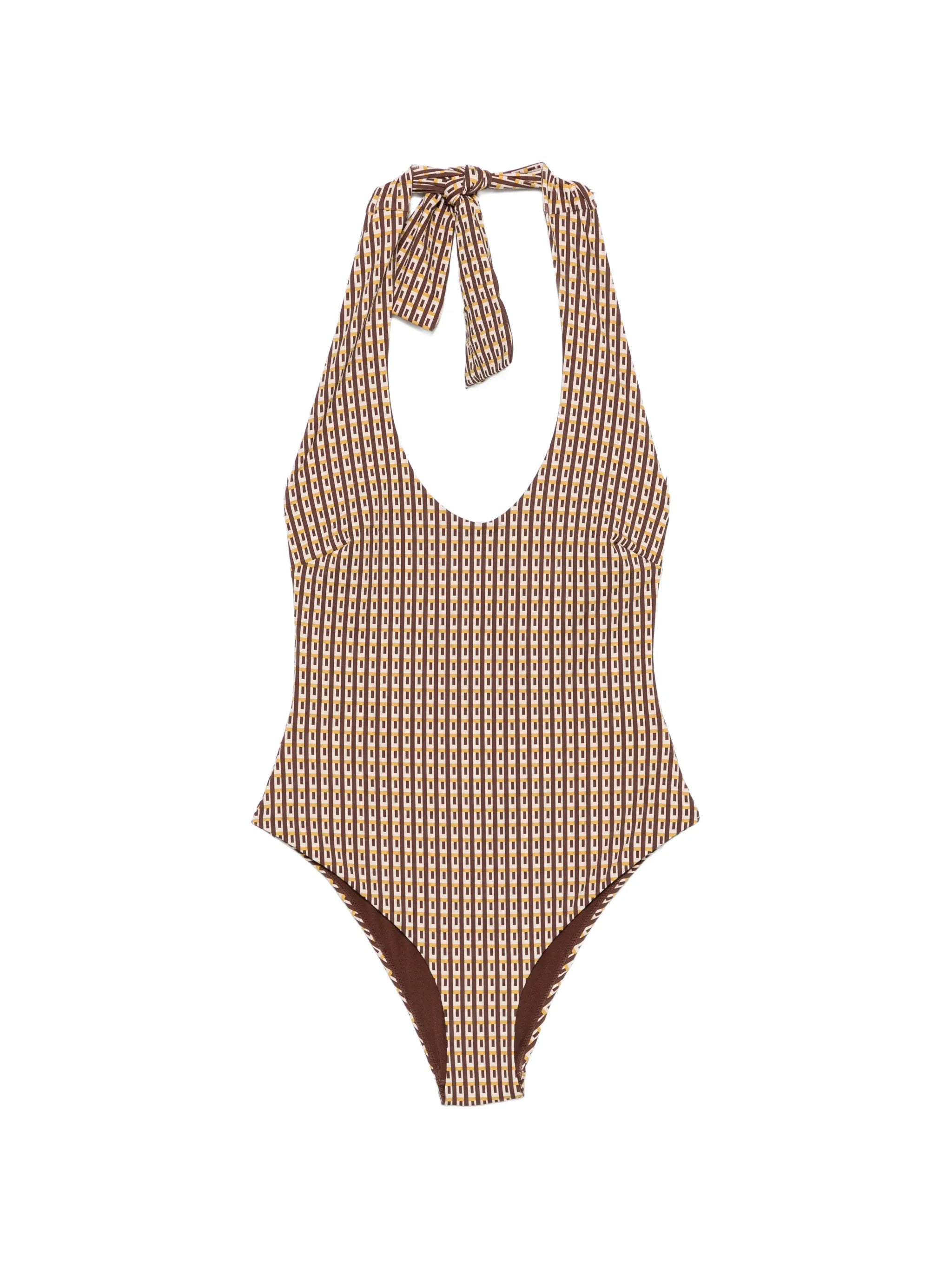 geometric-print swimsuit