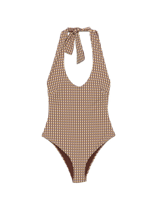 geometric-print swimsuit
