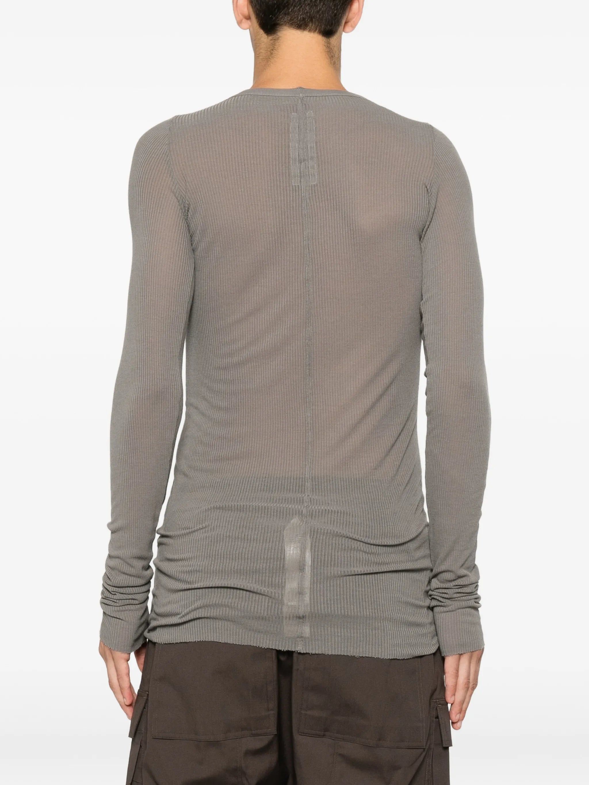 ribbed-texture long-sleeved T-shirt