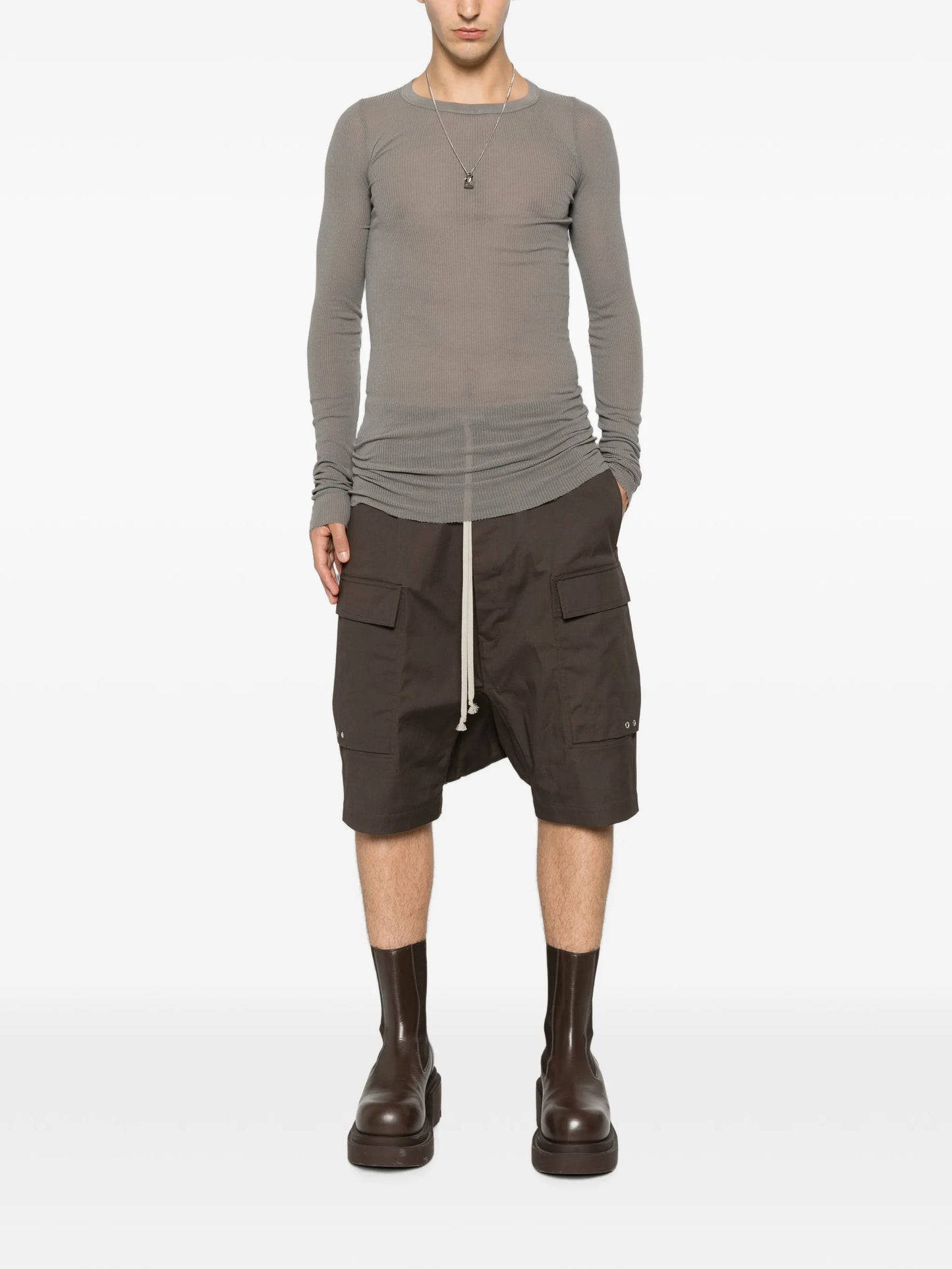 ribbed-texture long-sleeved T-shirt