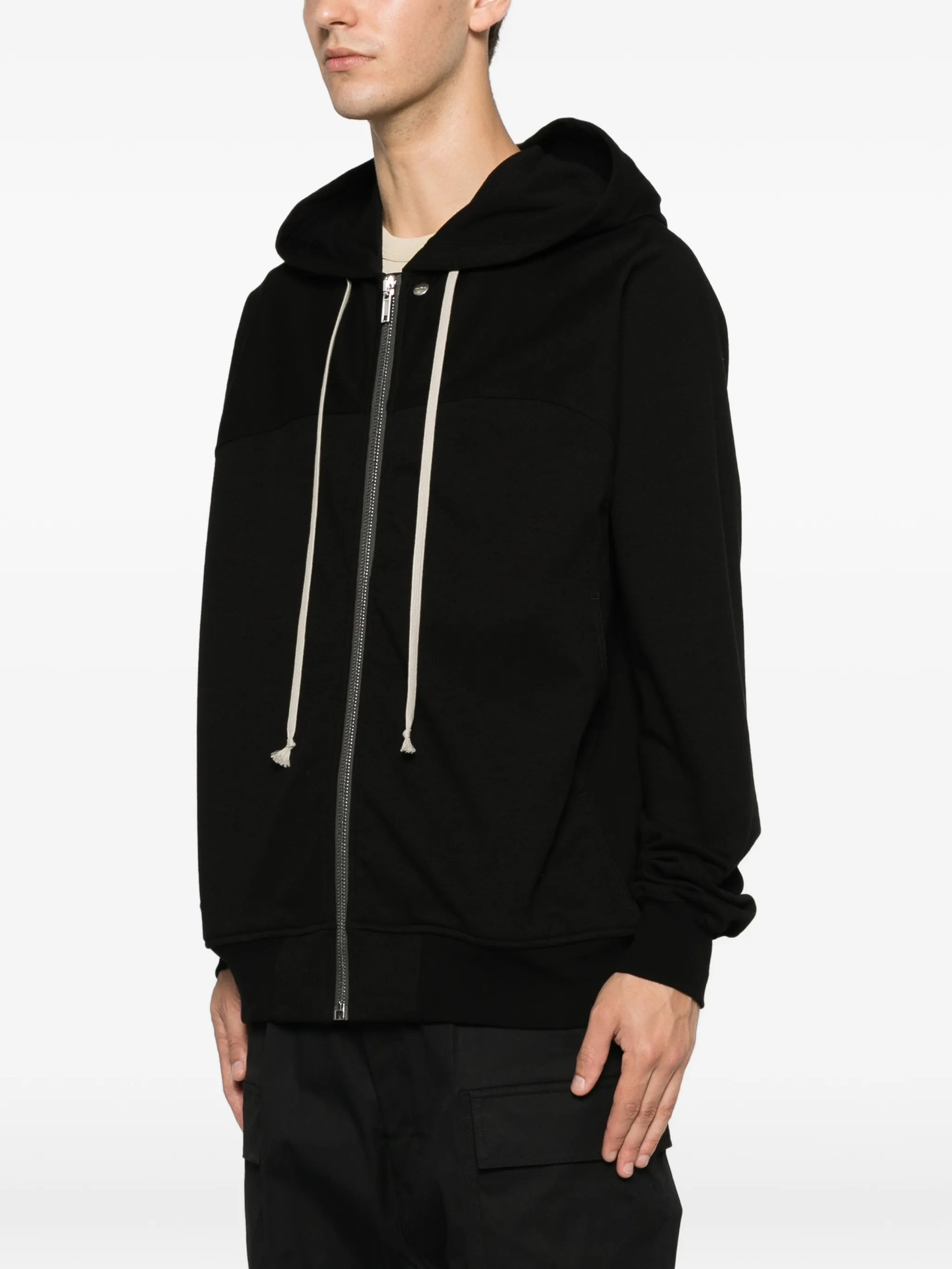 zip-up drawstring hoodie