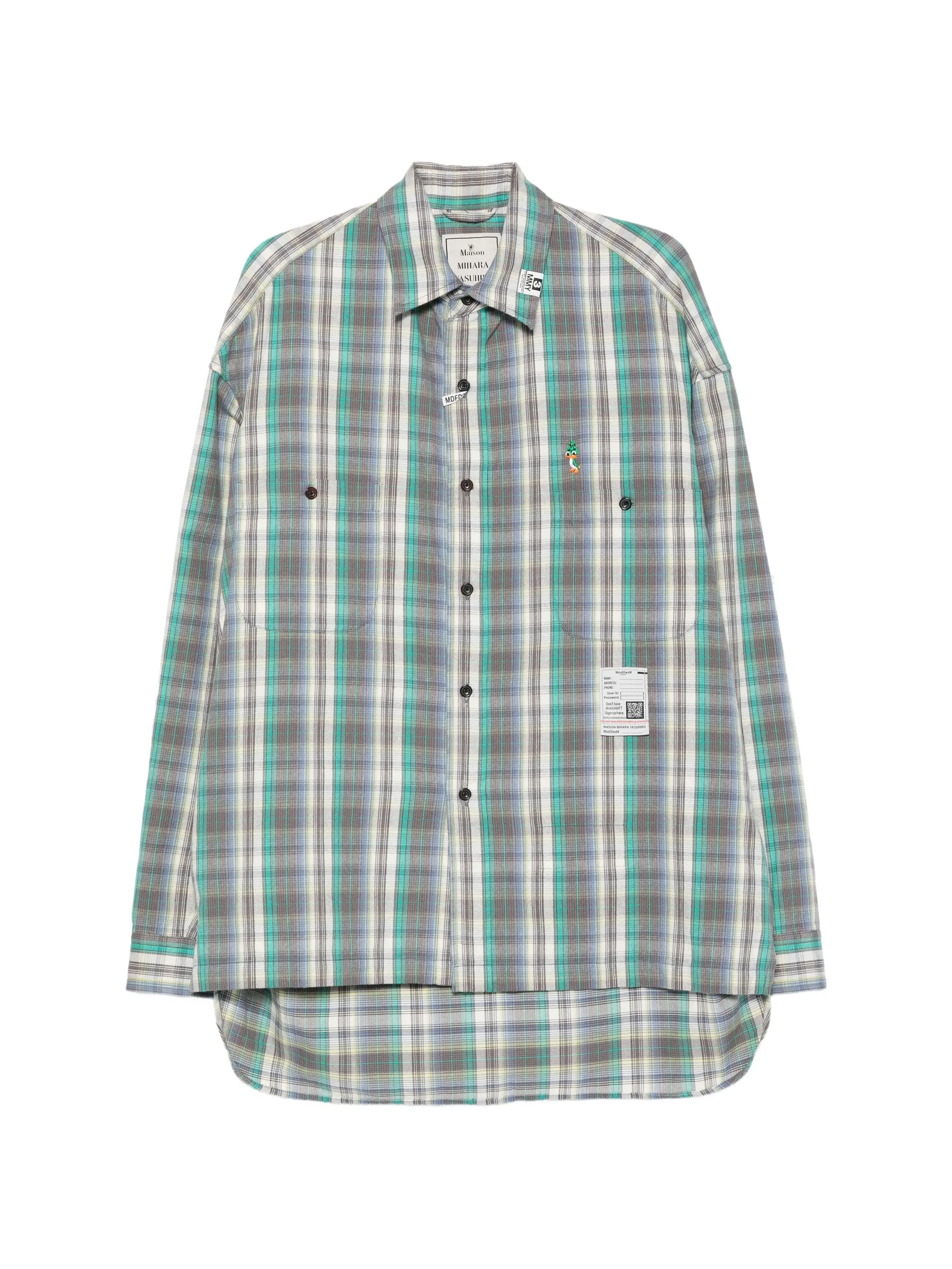 check-pattern logo-patch shirt