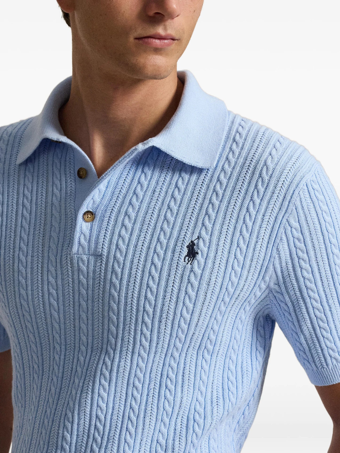 cable-knit polo shirt