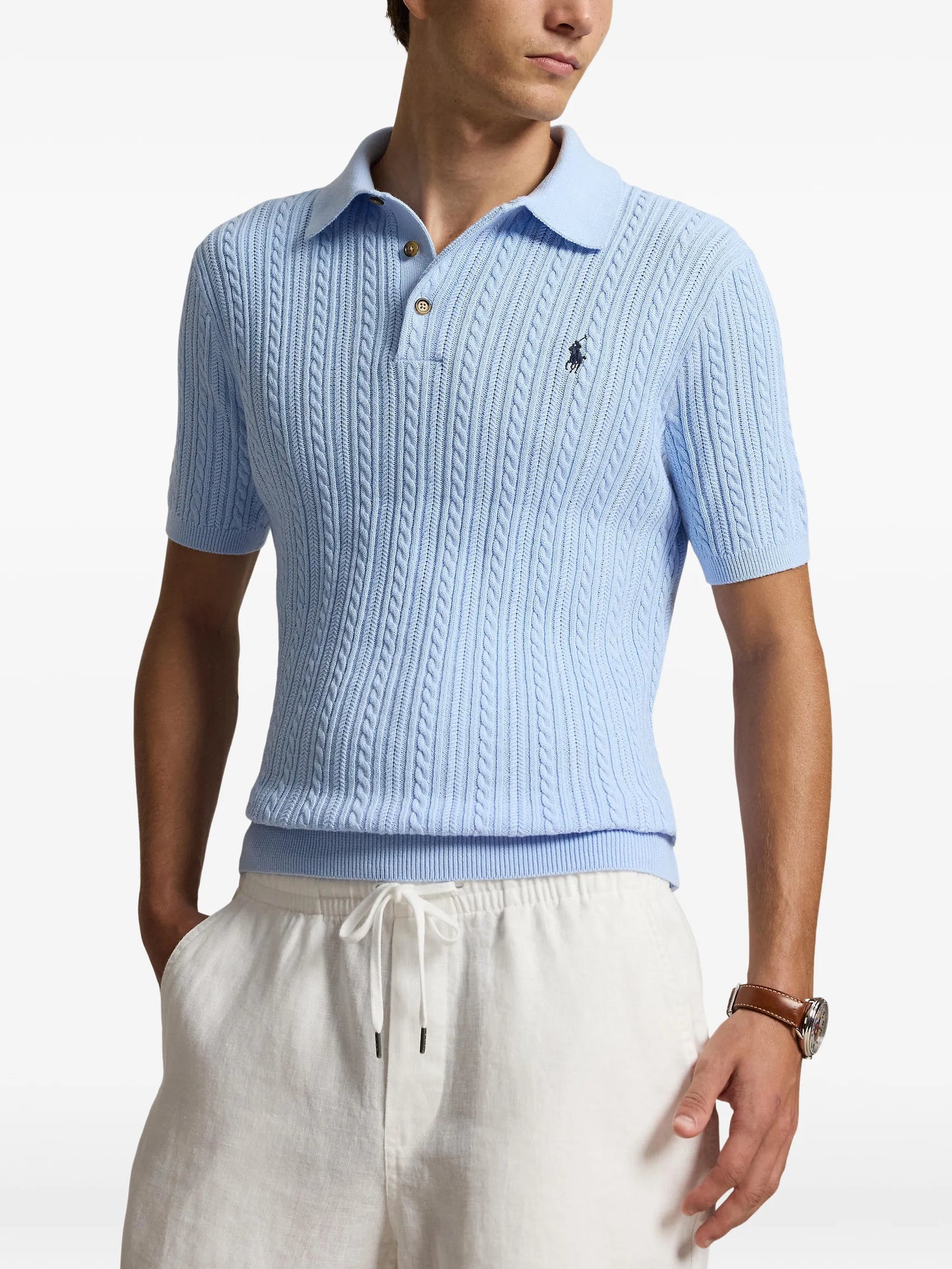 cable-knit polo shirt