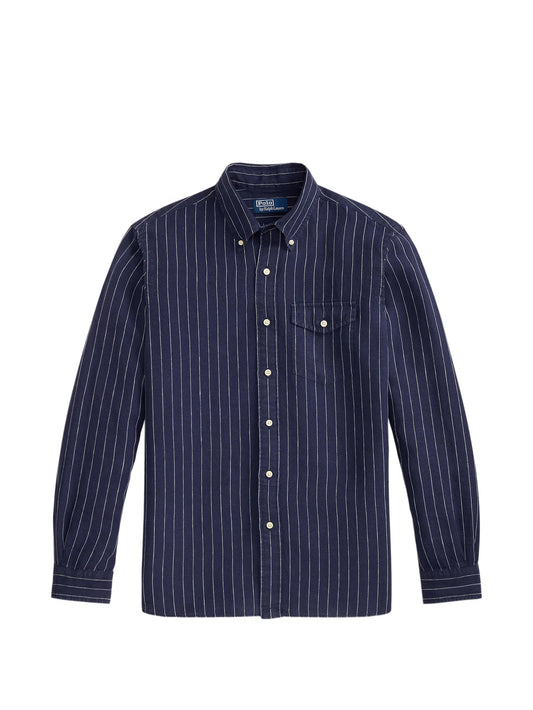 pinstripe-pattern shirt