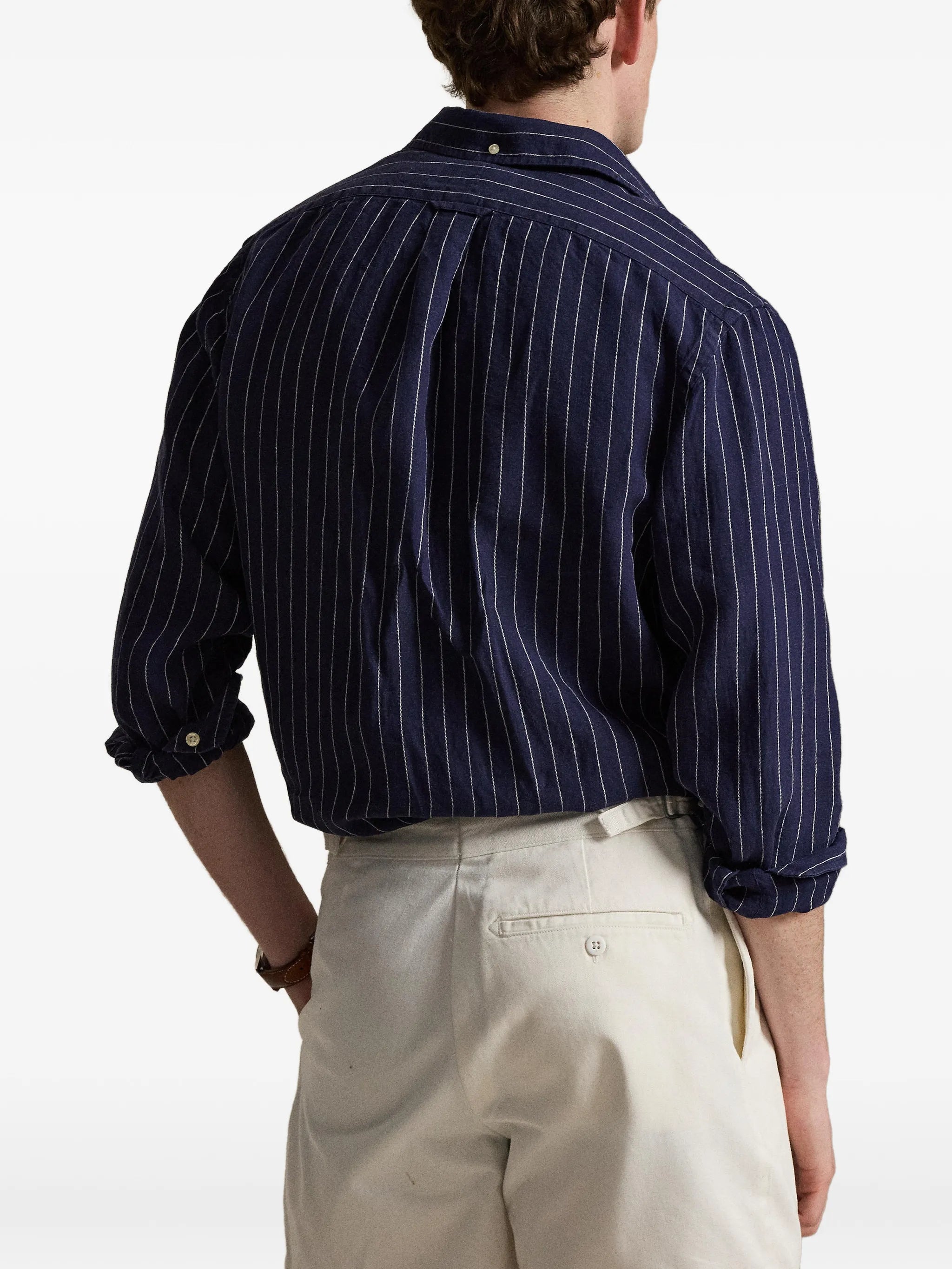 pinstripe-pattern shirt