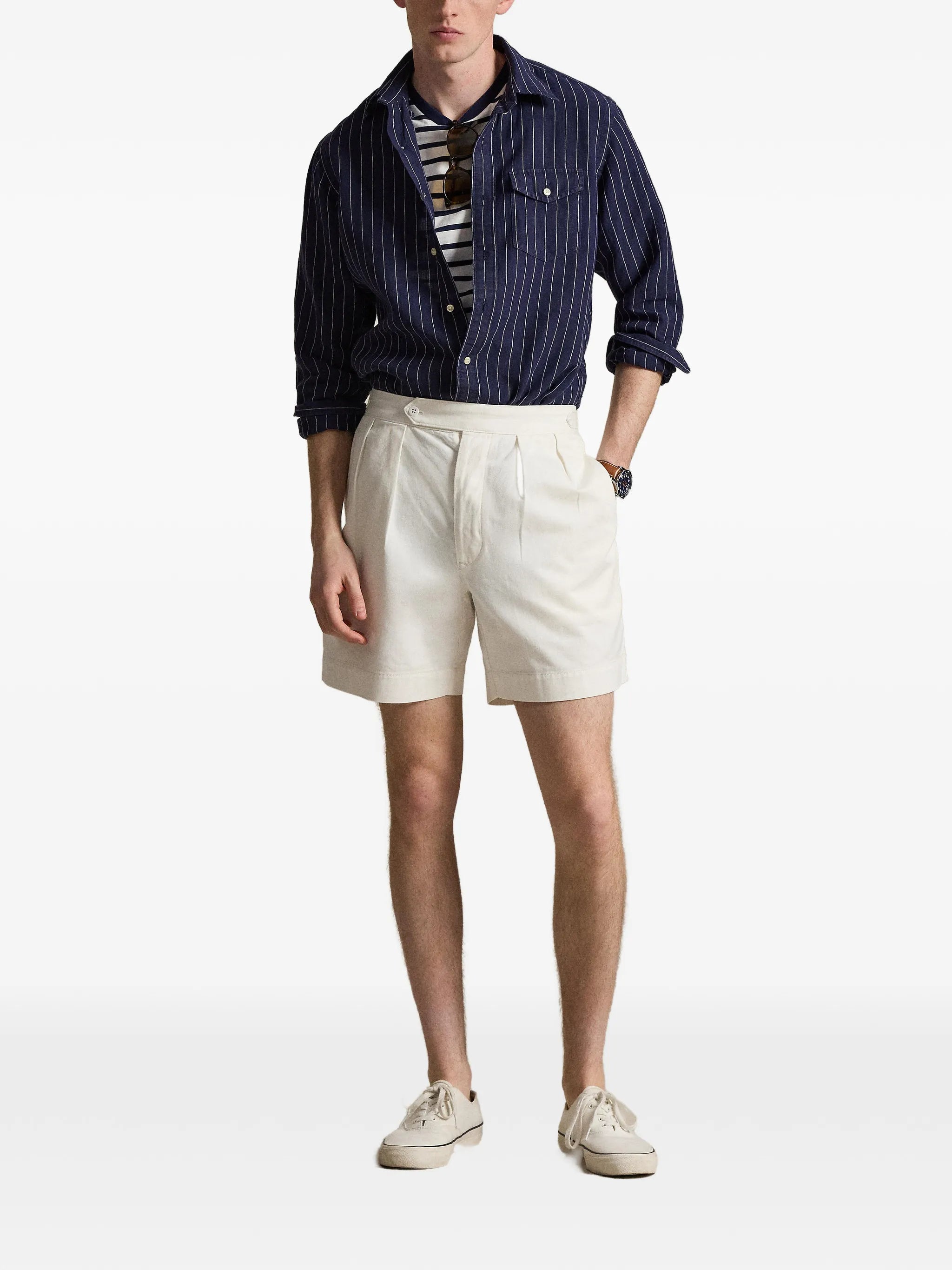 pinstripe-pattern shirt